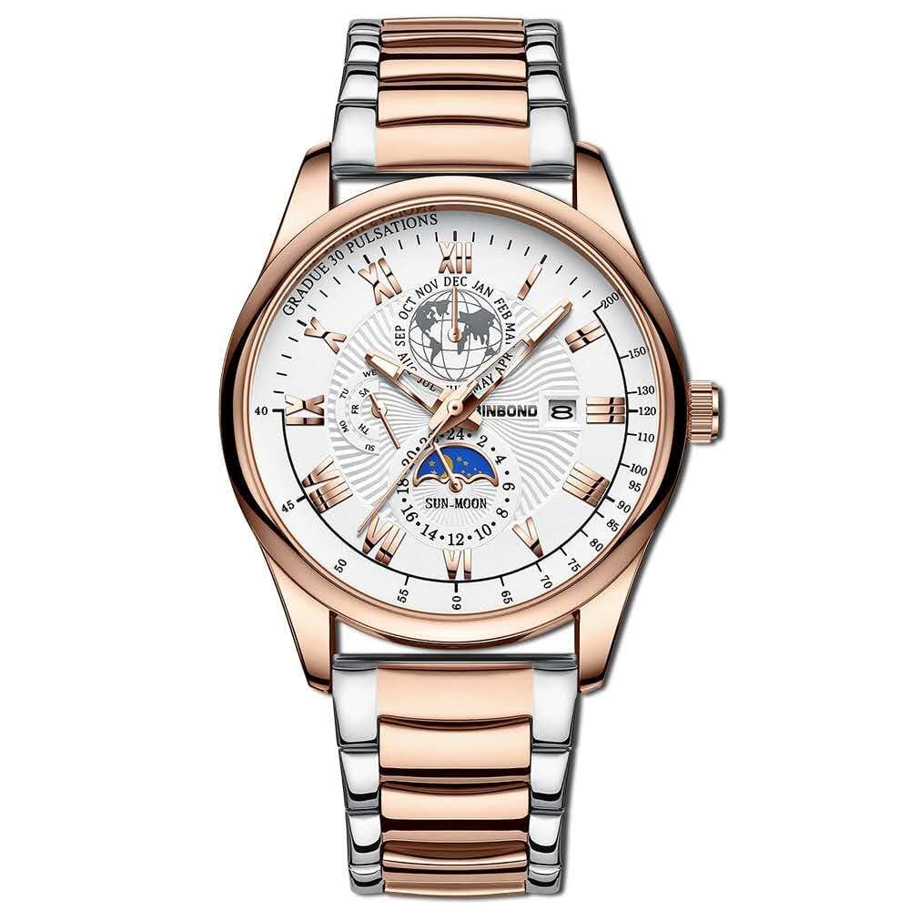 BINBOND B3982 New Style Silver Men Quartz Watch Authentic Stainless Steel Band Water Proof Date Display Dials Decoration Watch_img_0