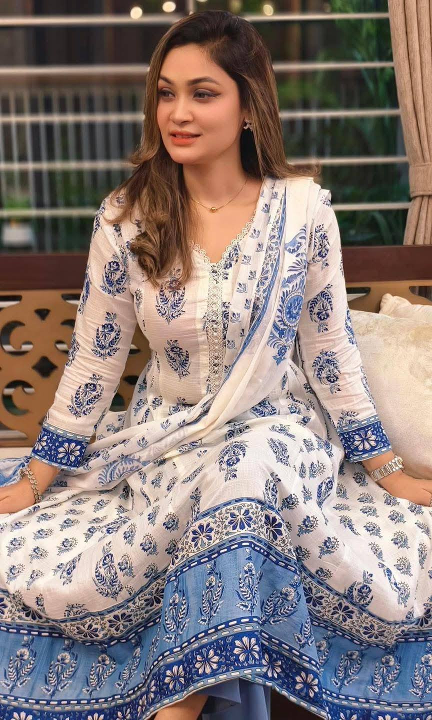 Cotton Gown Three Piece (Copy) - Image 1