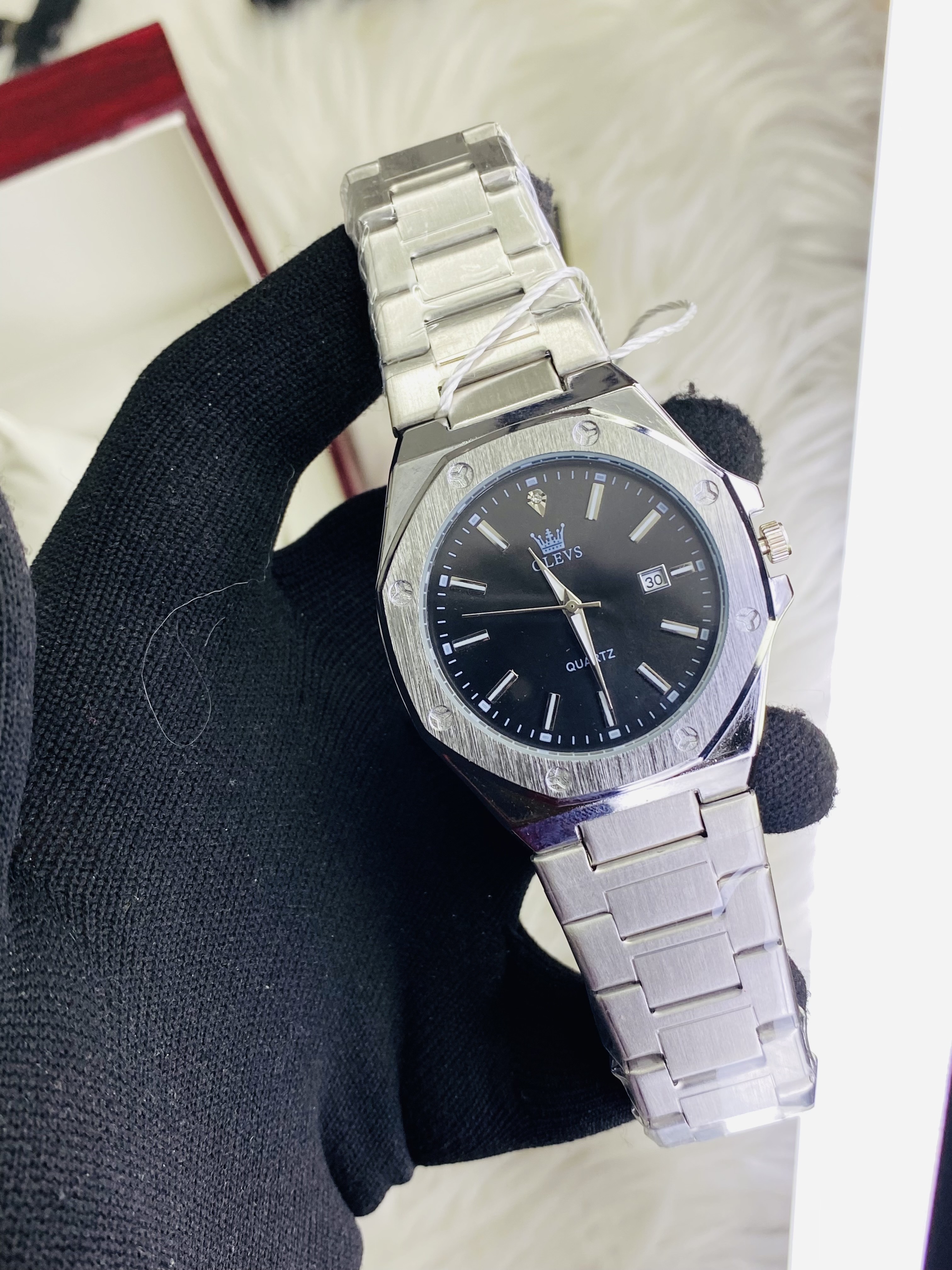 Mens Uper black silver chain