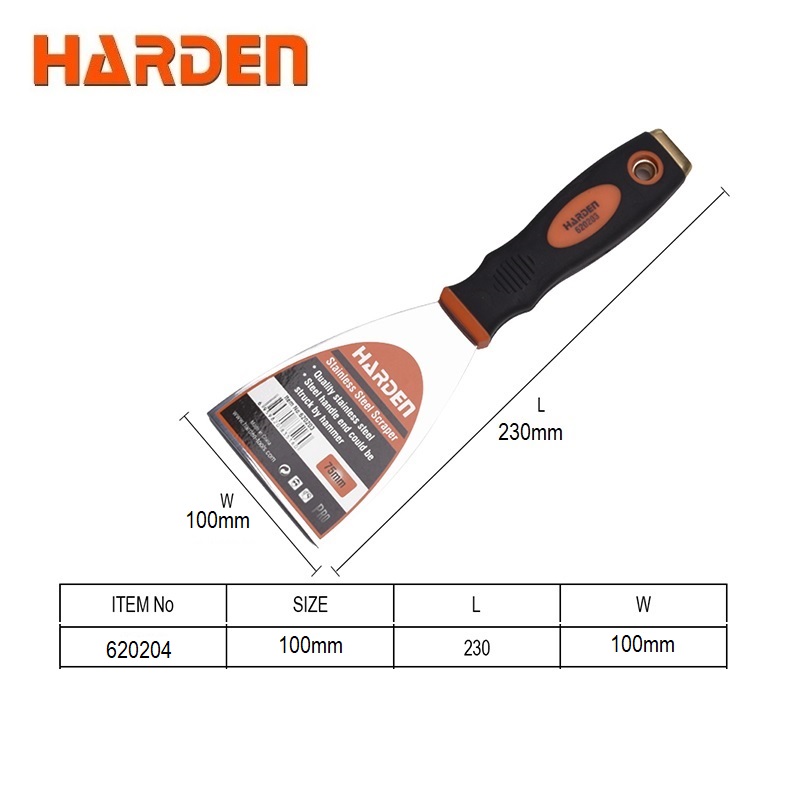 HARDEN Scraper Fiberglass Handle (50mm | 75mm | 100mm) Stainless Steel Scrapper; 620202 | 620204 | 620205_img_1