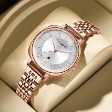 CUENA 6055 Steel Band Leisure Fashion Ladies Watch-Silver Rose Gold_img_0