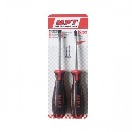 MPT 2pcs Screwdriver Set, Non-Slip, Magnetic Tip, CR-V, Phillips & Slotted; MHA01002_img_1