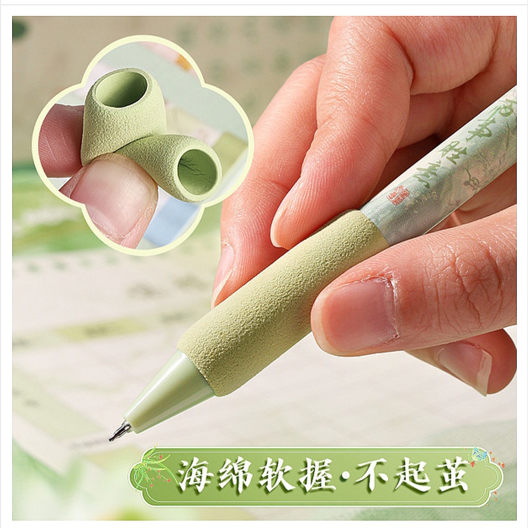 Kaba Bear Four Pack Acrylic Pen Cute Rose Girl Push Pen Gel Pen Student Black Quick-Drying_img_3