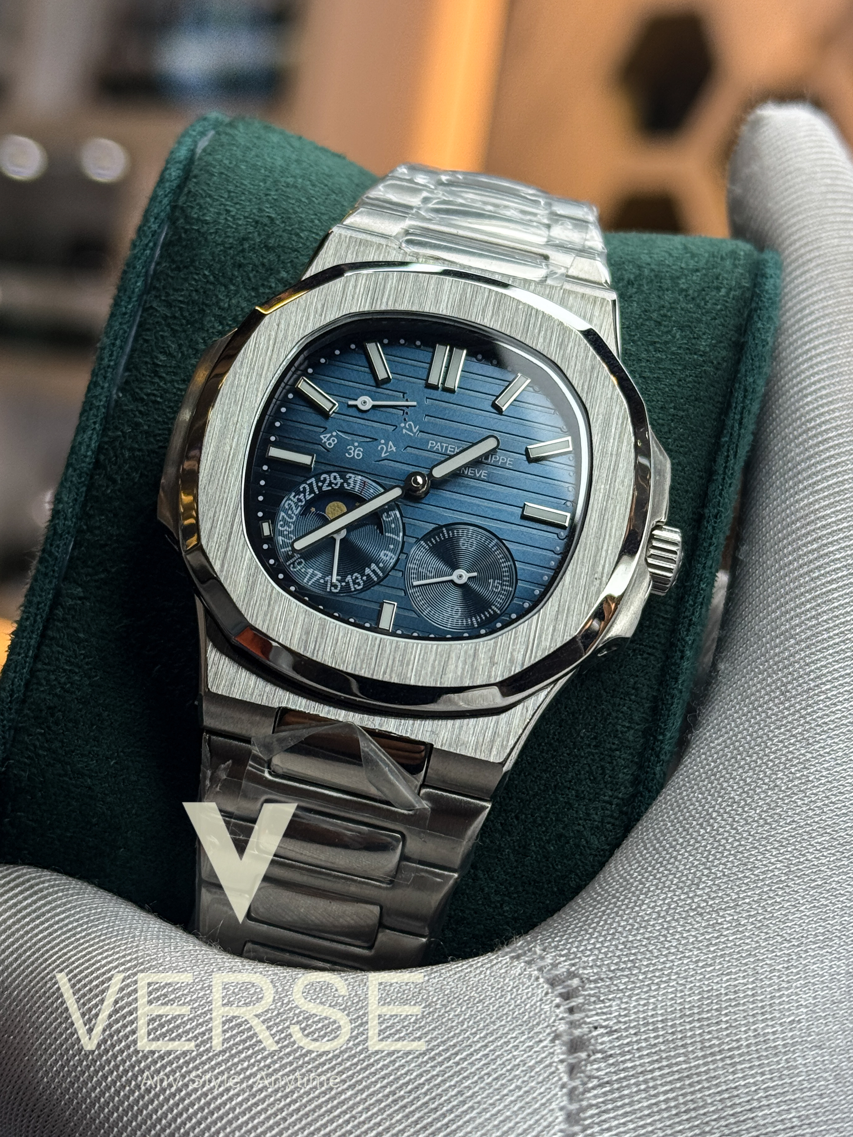 Patek Phlippe Nautilus Moonohase Calendar Blue dial Master