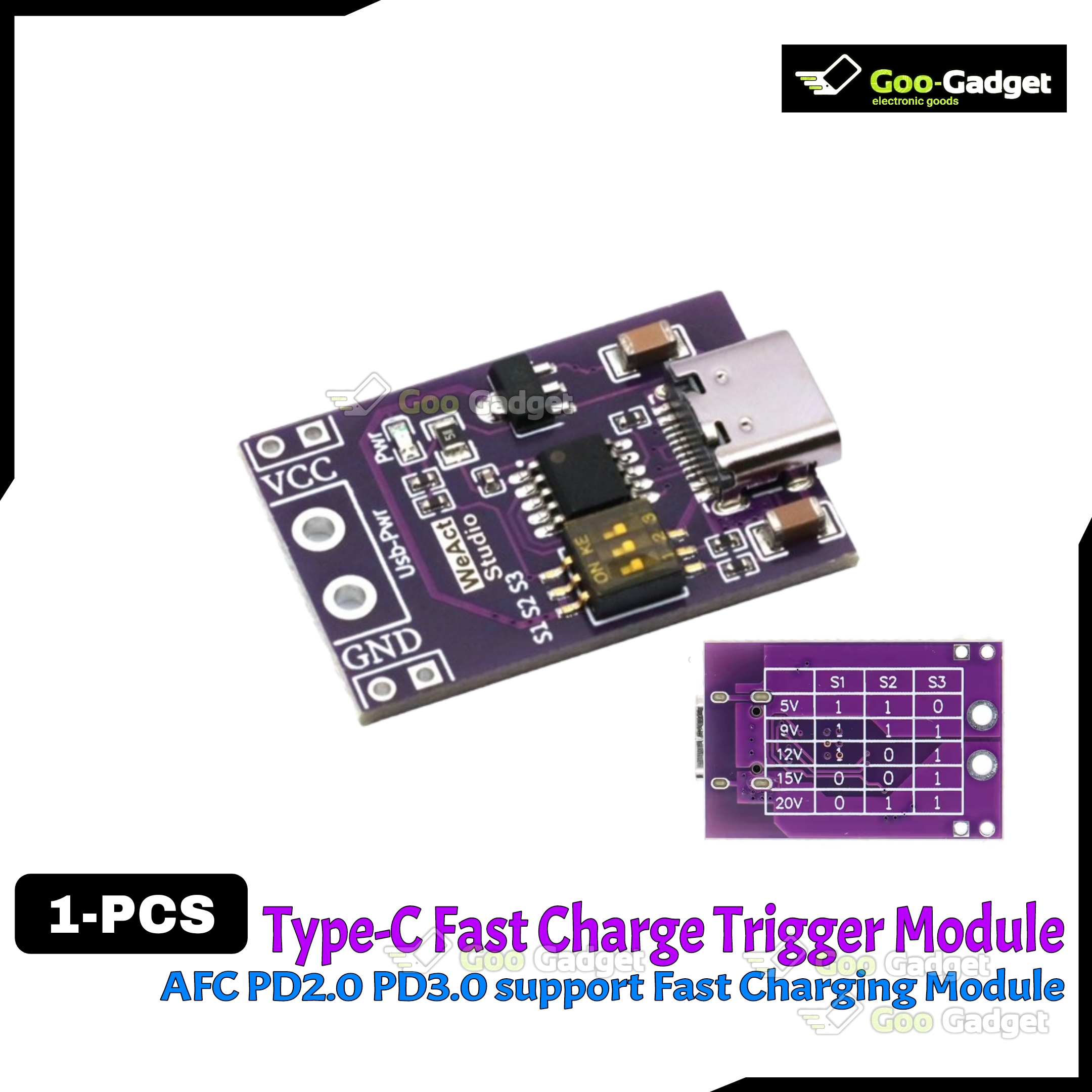 Type-C QC AFC PD2.0 PD3.0 to DC Spoof Fast Charge Trigger Detector Module