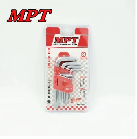 MPT 9pcs Hex Key Set ( Short Arm | Long Arm ), CRV, Chrome plated surface, (1.5-2-2.5-3-4-5-6-8-10 mm); MHA02001-1_img_1