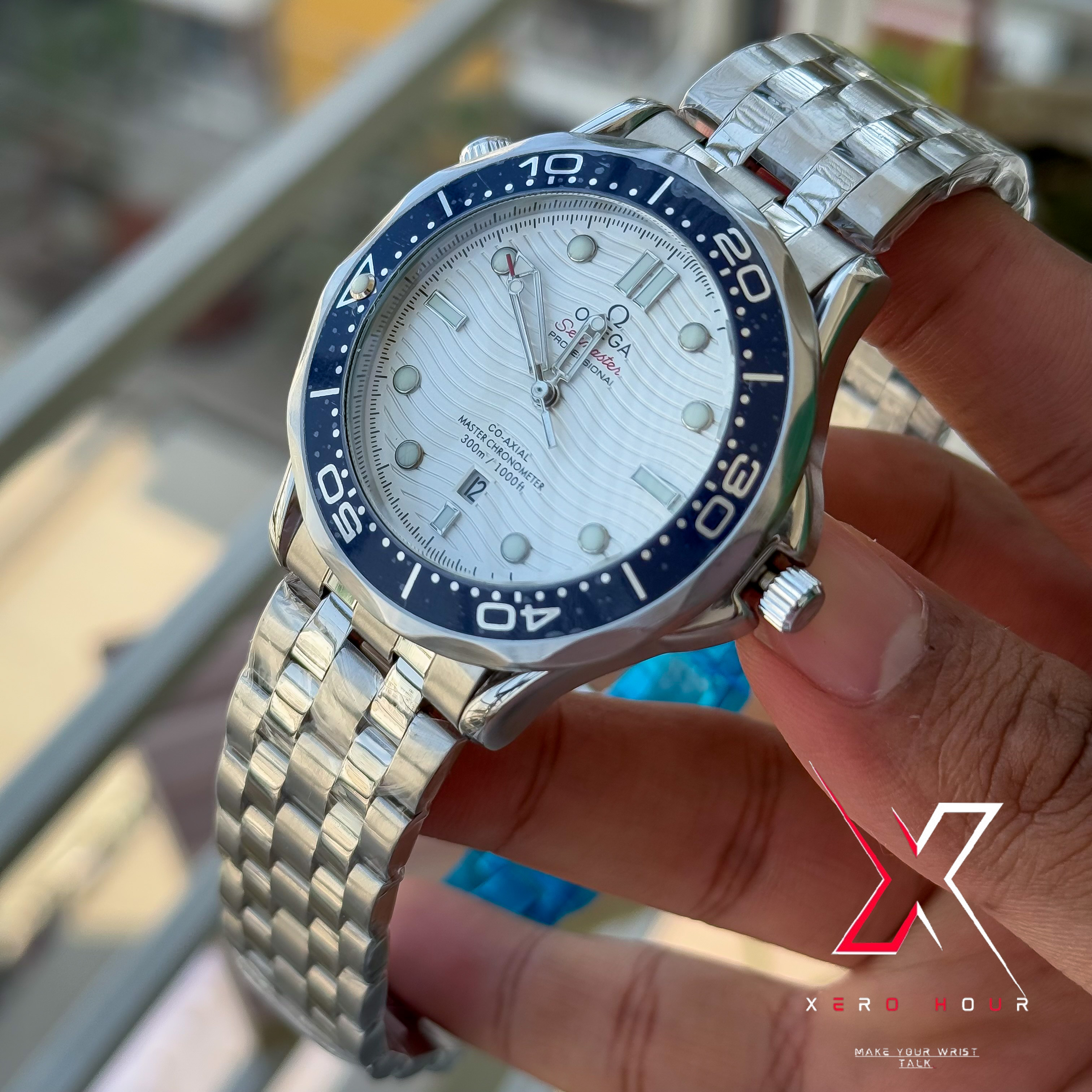 Omega Seamaster | Date just | Blue bezel white dial | AA Grade_img_2