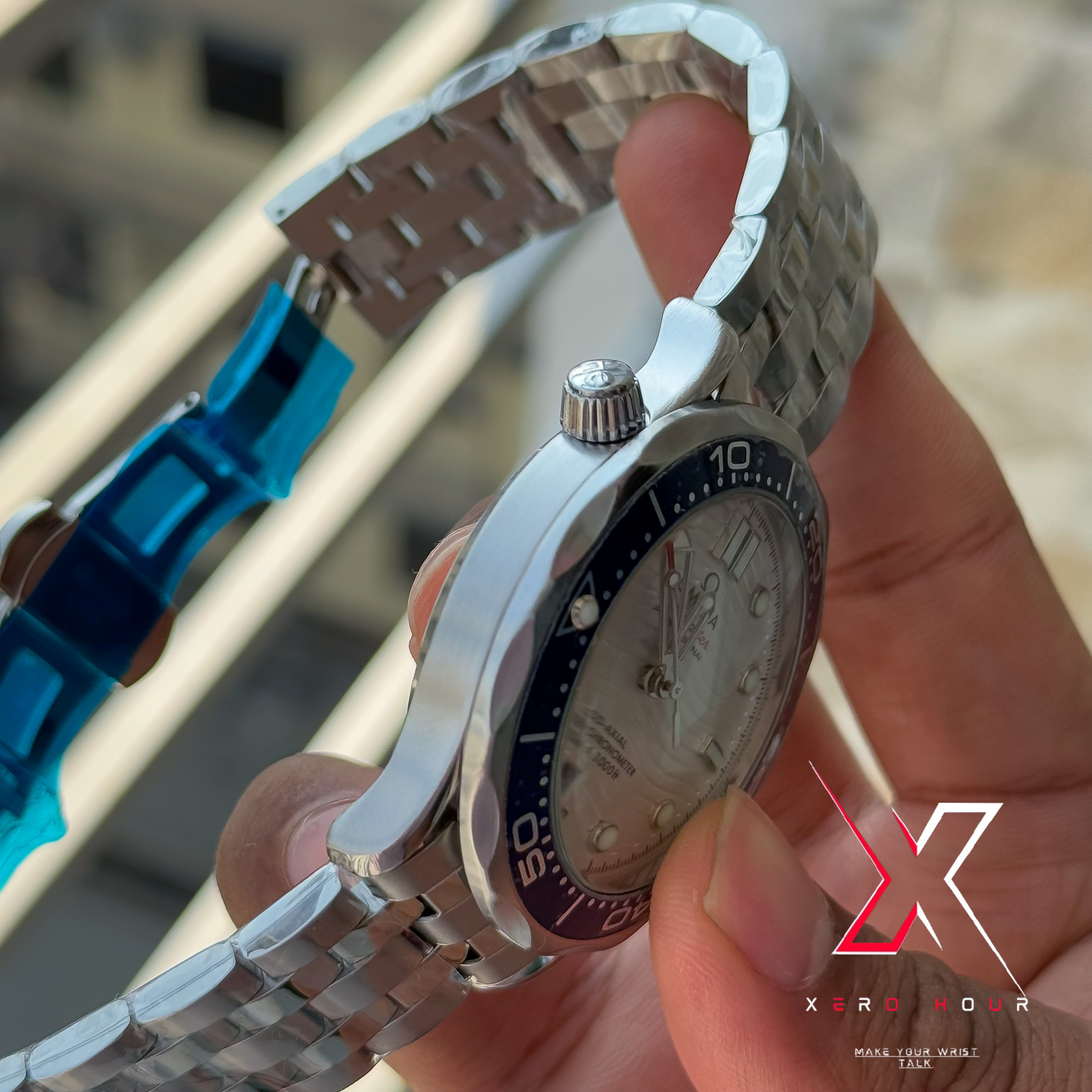 Omega Seamaster | Date just | Blue bezel white dial | AA Grade_img_3