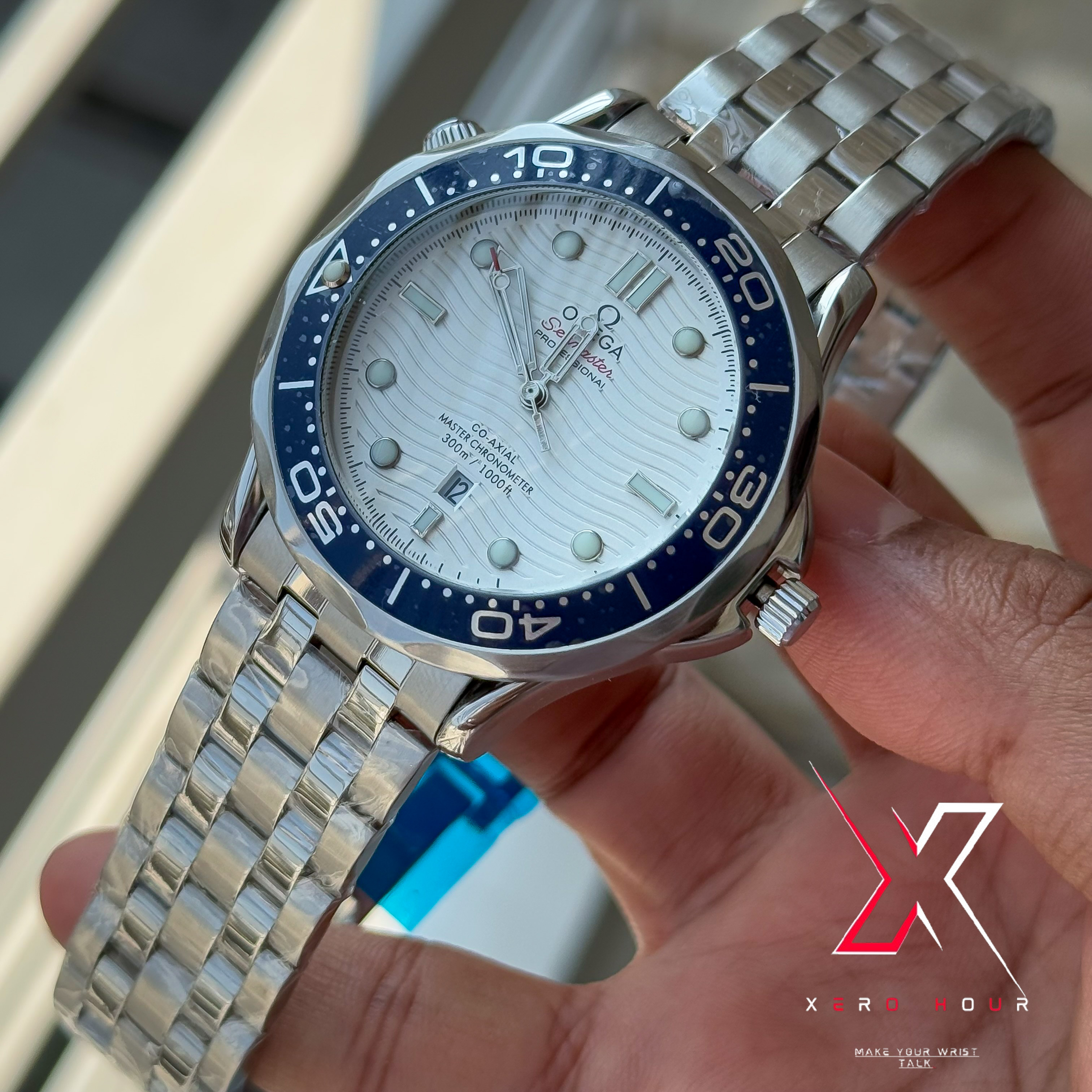 Omega Seamaster | Date just | Blue bezel white dial | AA Grade_img_5