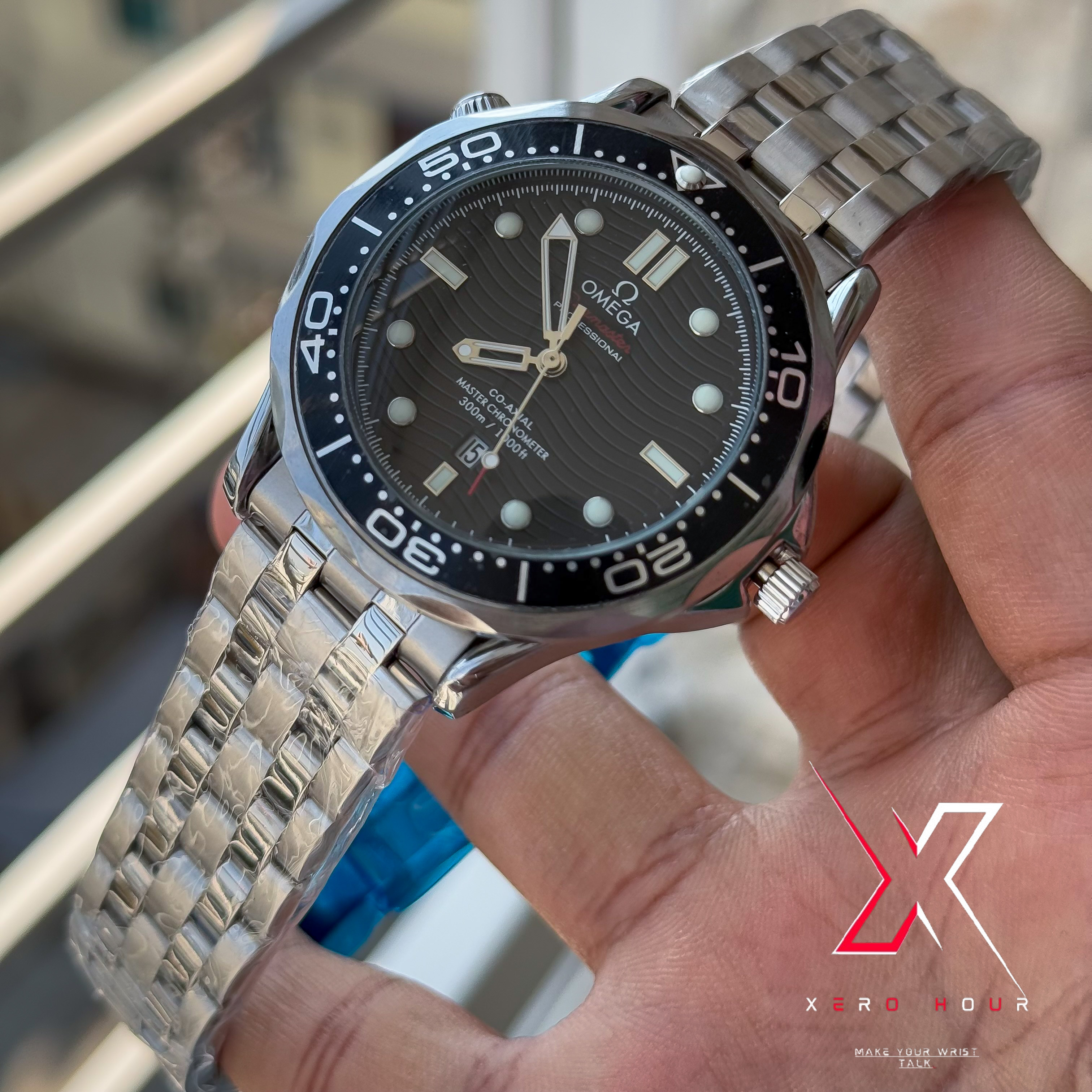 Omega Seamaster | Date just | Black bezel Black dial | AA Grade_img_3