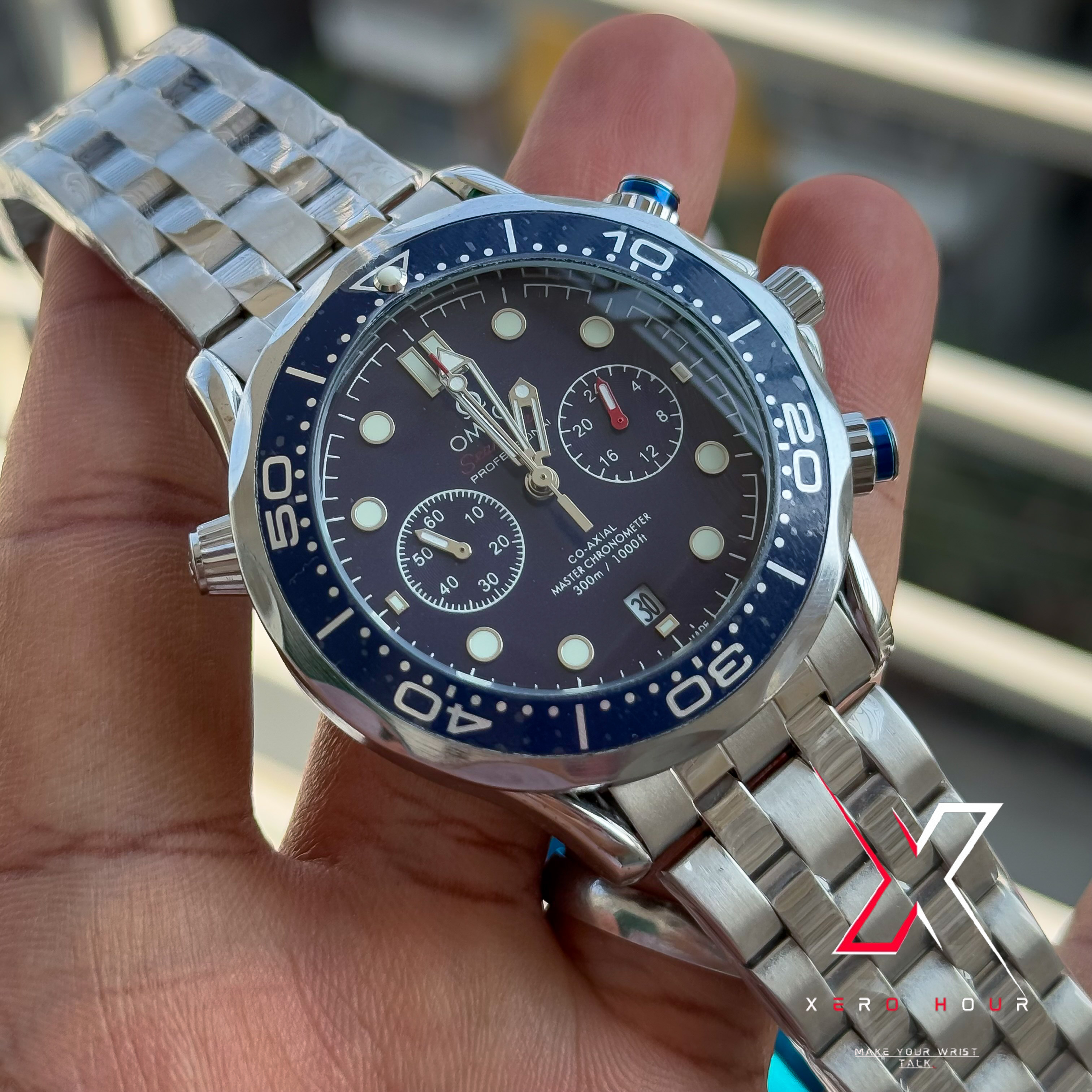Omega Seamaster Chronograph | Date just | Blue bezel blue dial | AA Grade
