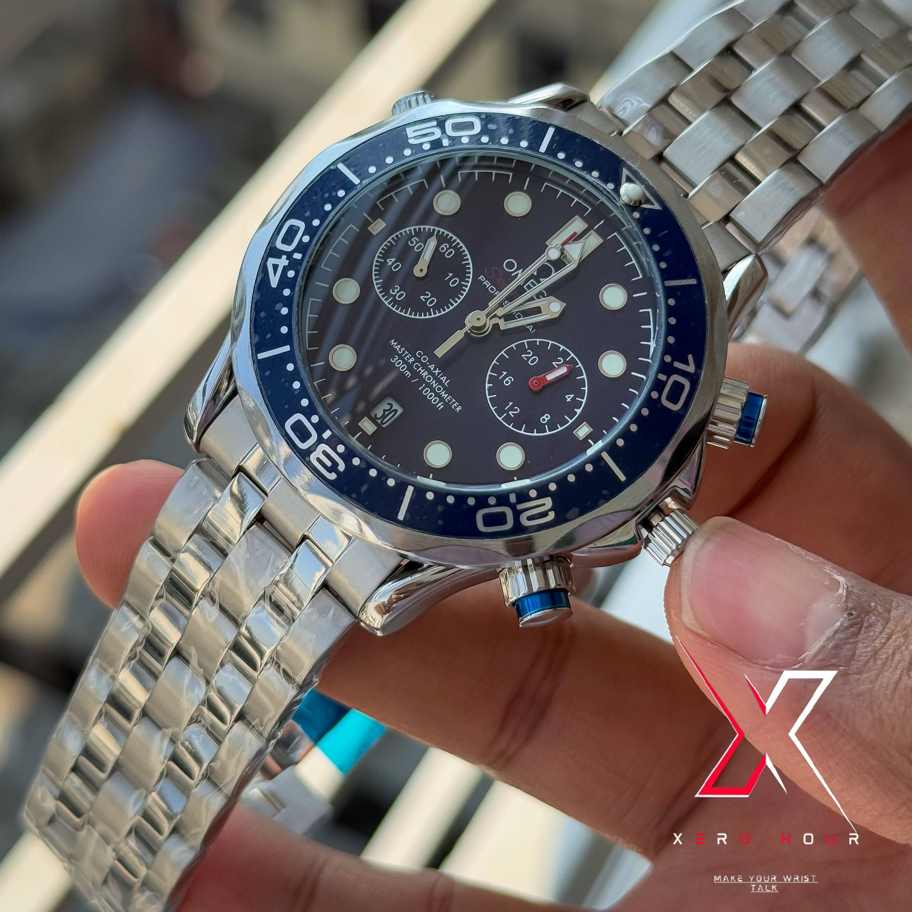 Omega Seamaster Chronograph | Date just | Blue bezel blue dial | AA Grade_img_2