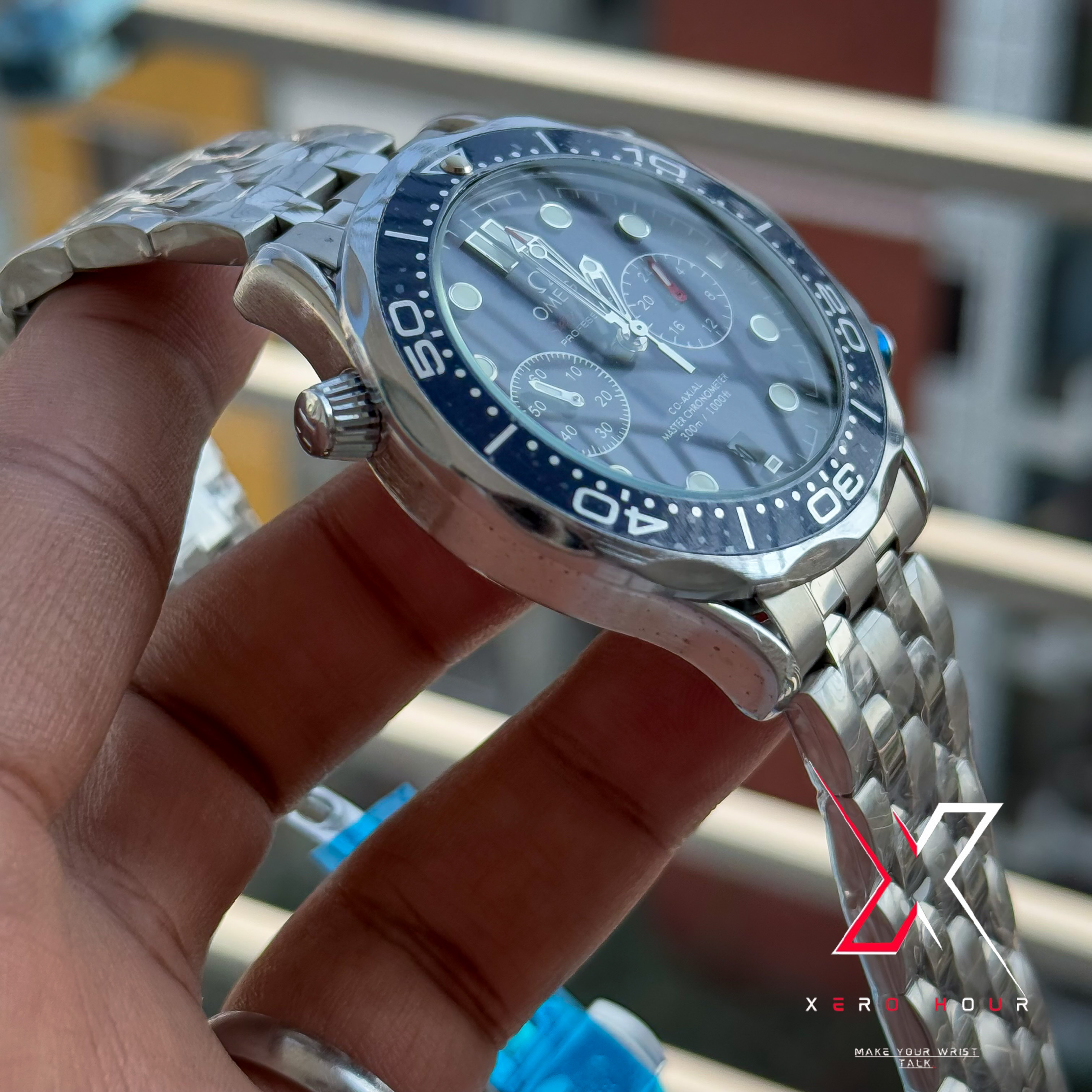 Omega Seamaster Chronograph | Date just | Blue bezel blue dial | AA Grade_img_4