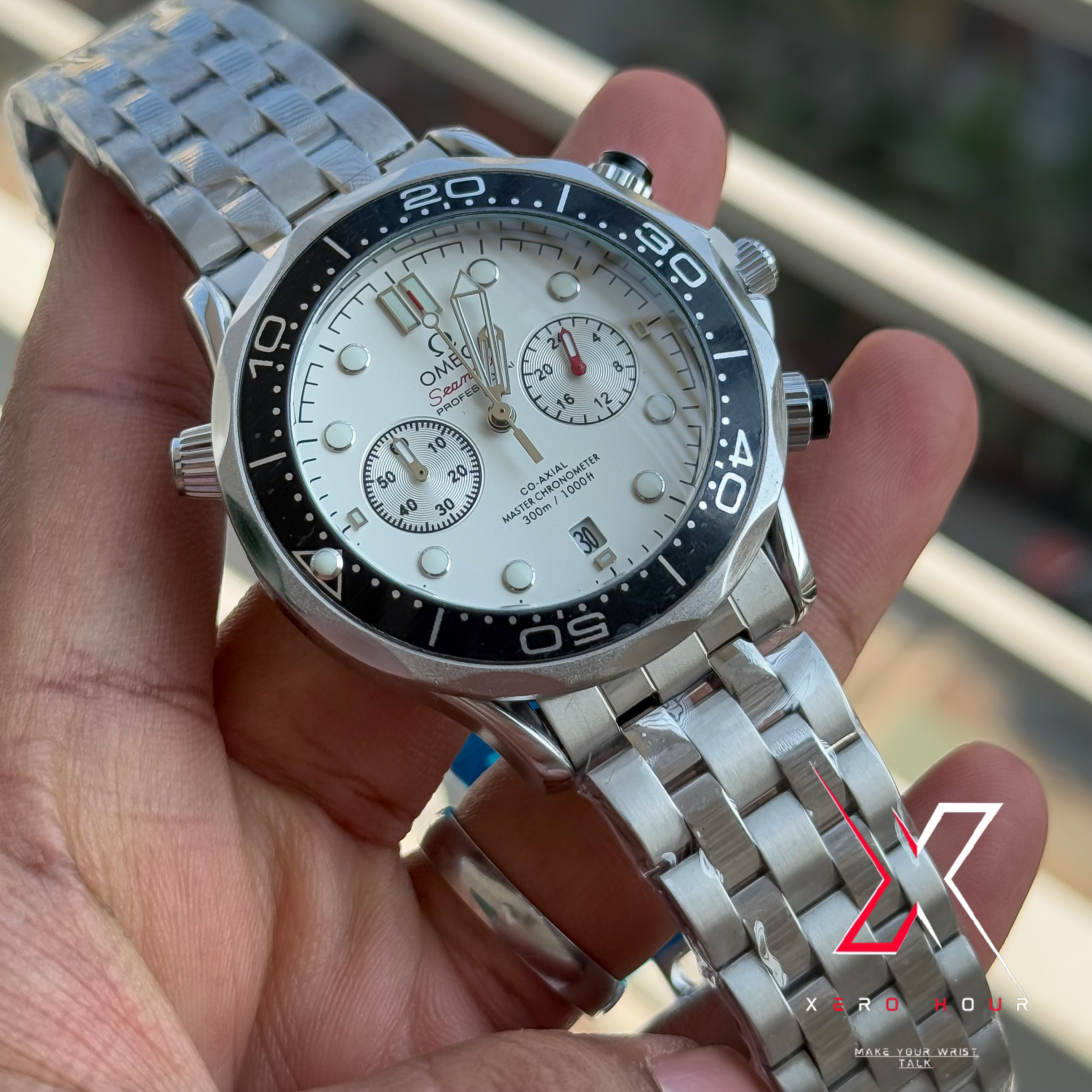 Omega Seamaster | Date just | Black bezel white dial | AA Grade_img_3