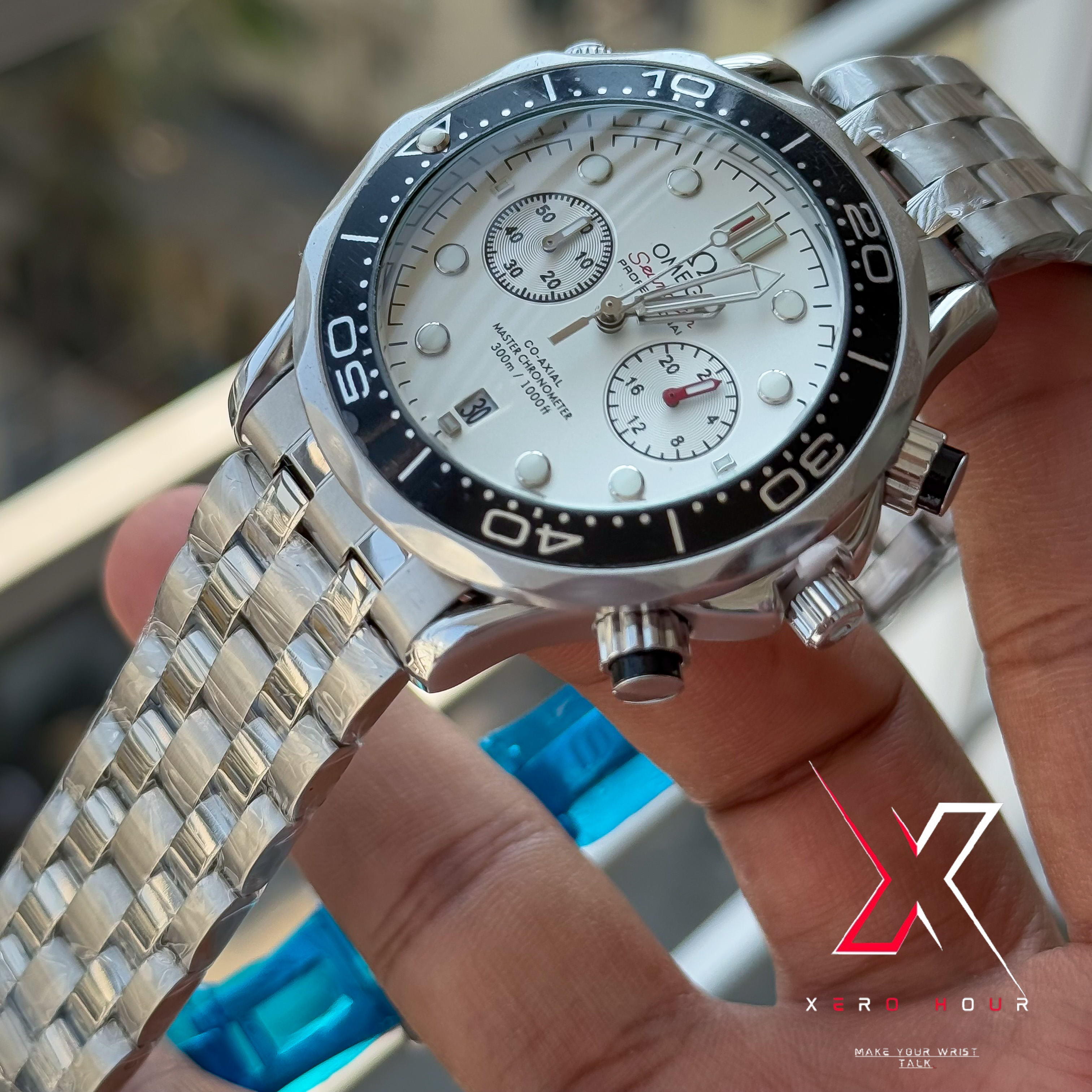 Omega Seamaster | Date just | Black bezel white dial | AA Grade_img_4