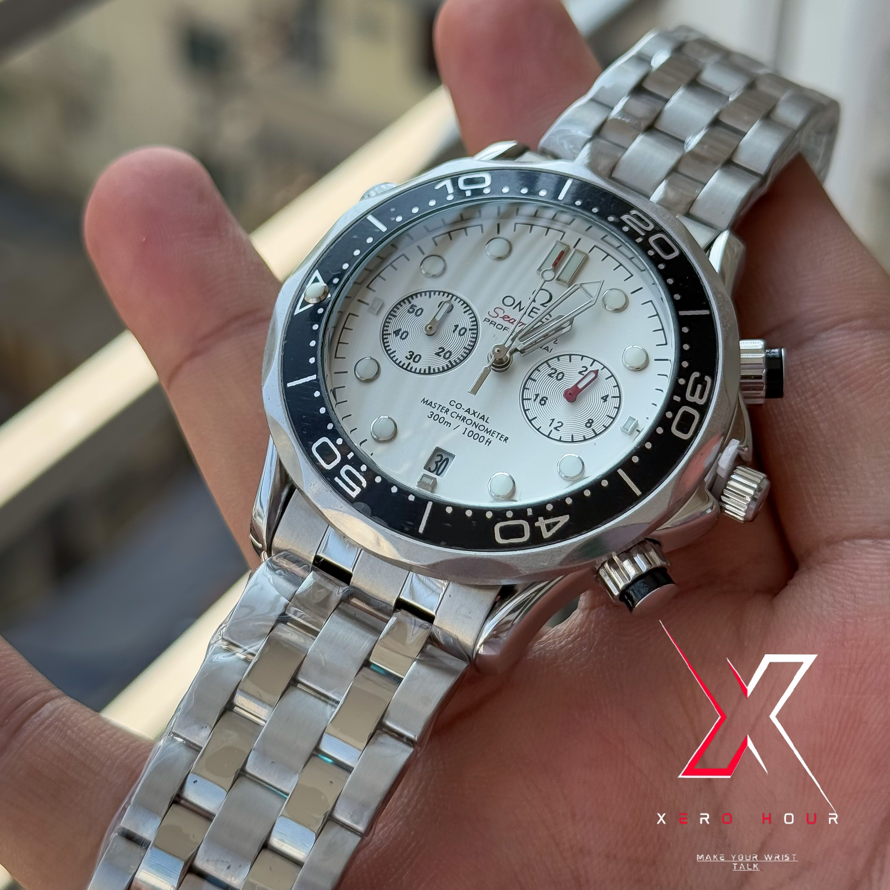 Omega Seamaster | Date just | Black bezel white dial | AA Grade_img_5