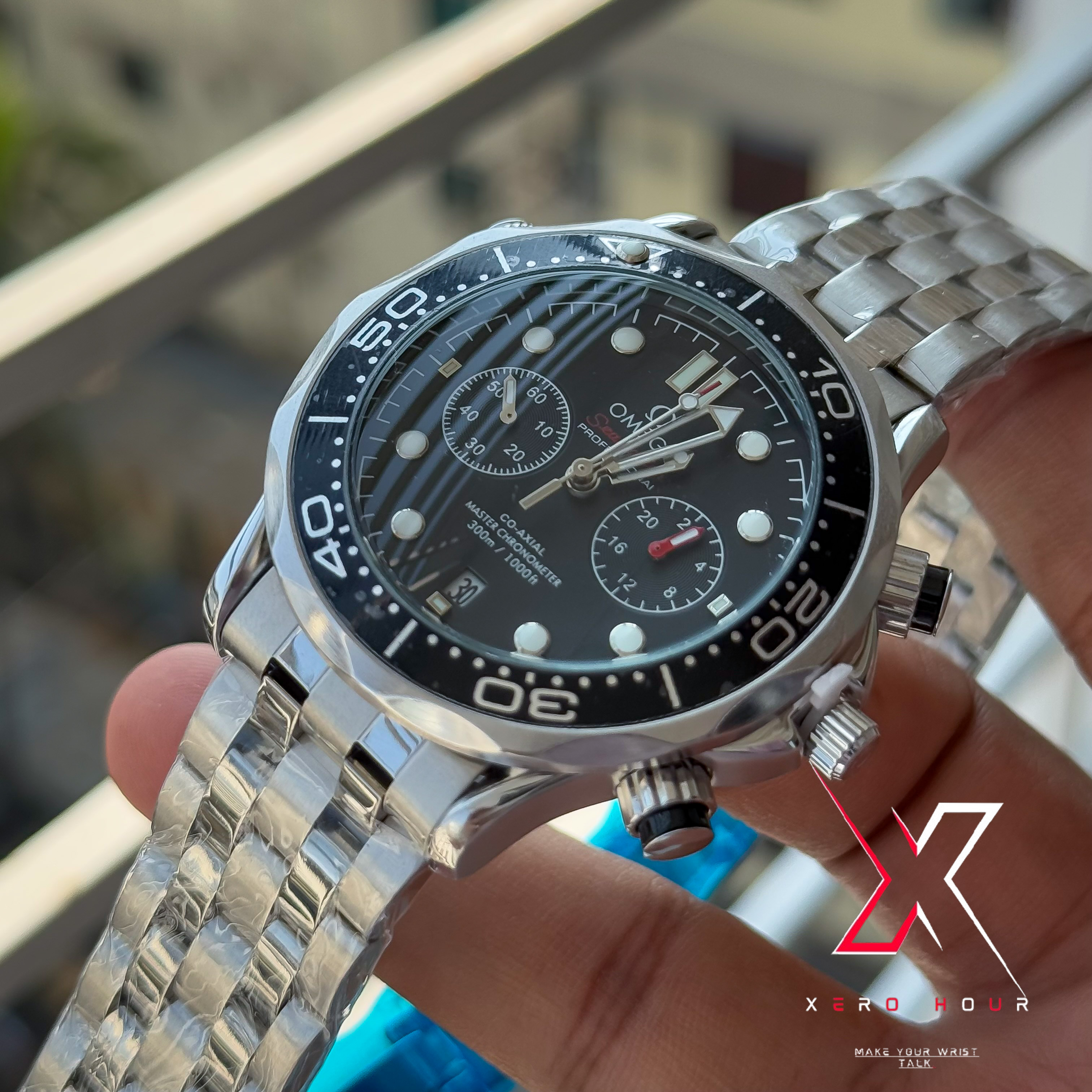 Omega Seamaster | Date just | Black bezel Black dial | AA Grade_img_2