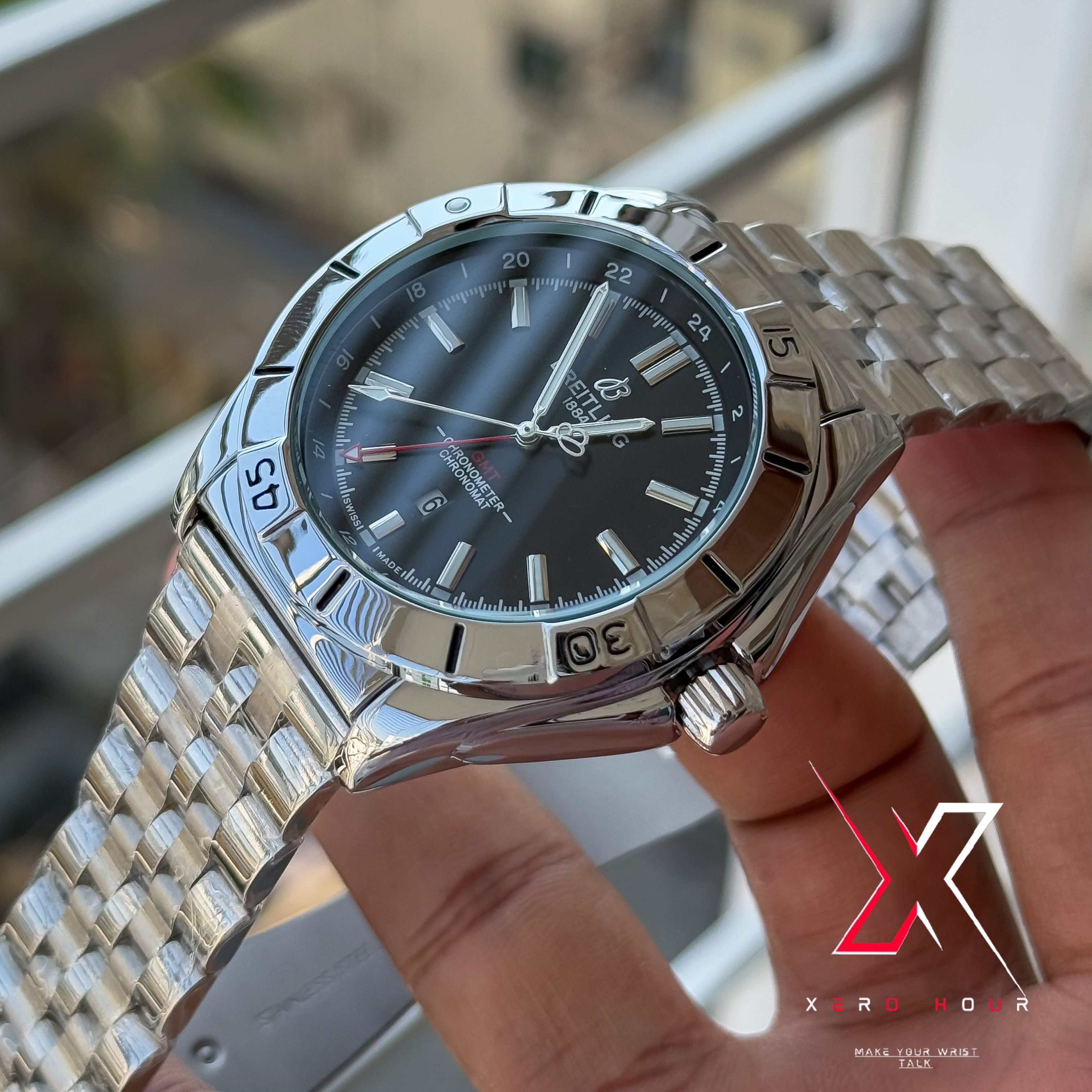 Breitling Chain Date Just | Black dial | AA Grade_img_3