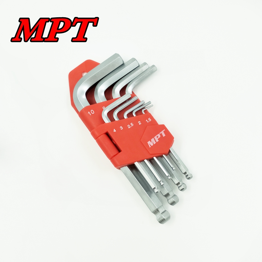 MPT 9pcs Ball Point Hex Key Set ( Short Arm ), Cr-V, Allen key Set; MHA02002-1