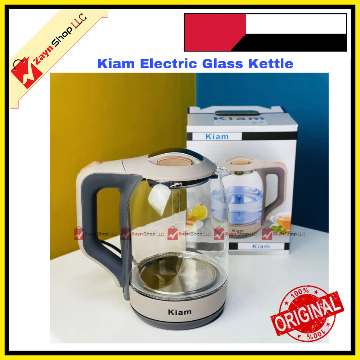 Kiam Electric Glass Kettle - PK824GL/BL-002 - 2L/1.8ltr - Glass Body - Double Dry-Boil Protection - Automatic Over Heat Protection - Kitchenware Electric Kettle_img_0