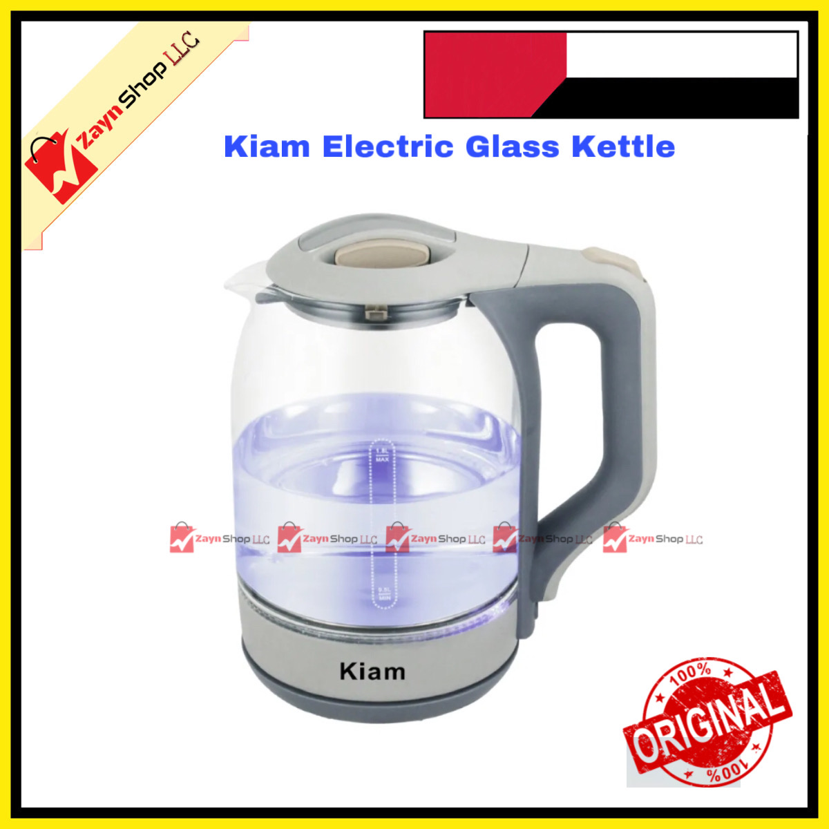 Kiam Electric Glass Kettle - PK824GL/BL-002 - 2L/1.8ltr - Glass Body - Double Dry-Boil Protection - Automatic Over Heat Protection - Kitchenware Electric Kettle_img_2