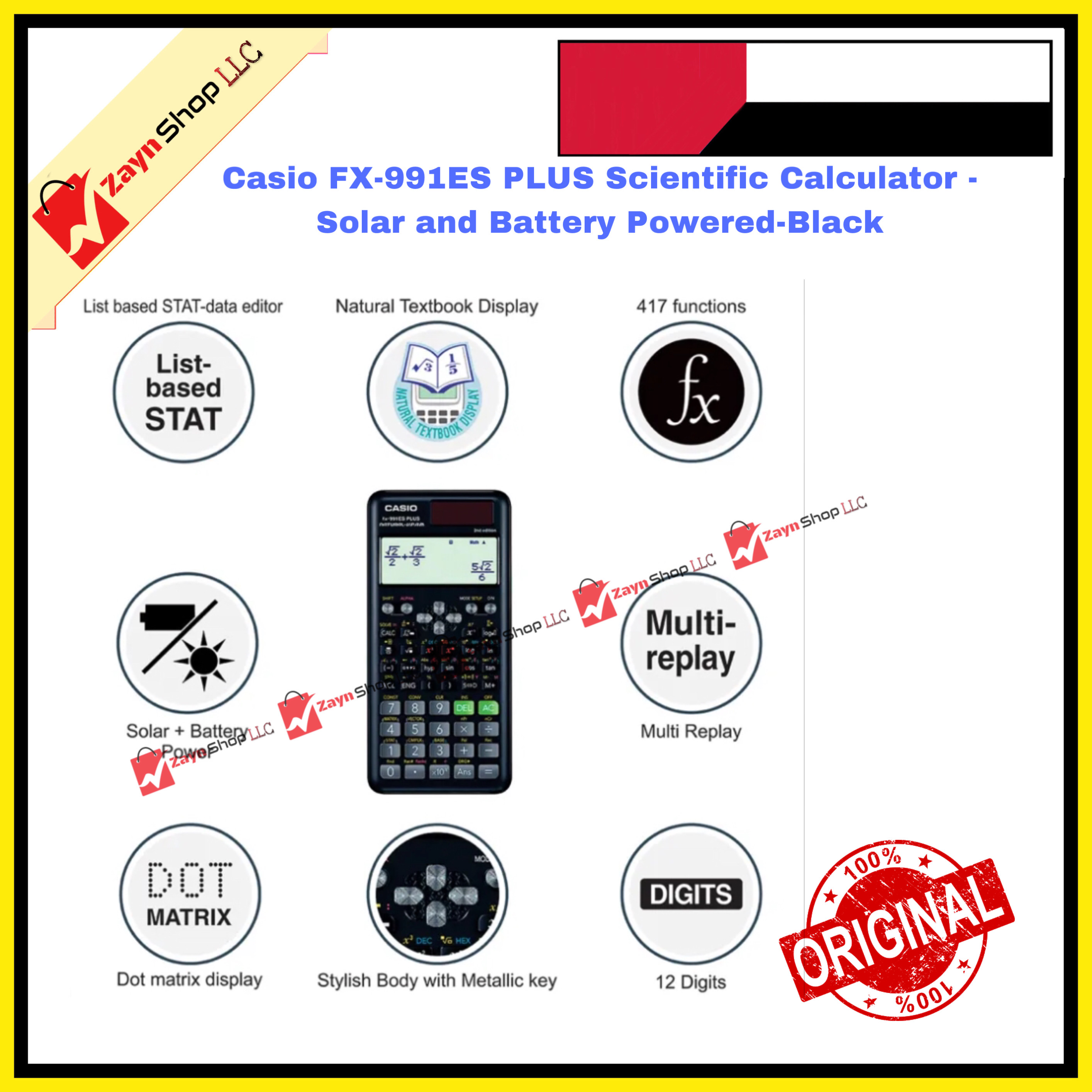 Casio FX-991ES PLUS- Scientific Calculator - Solar and Battery Powered-Black_img_1