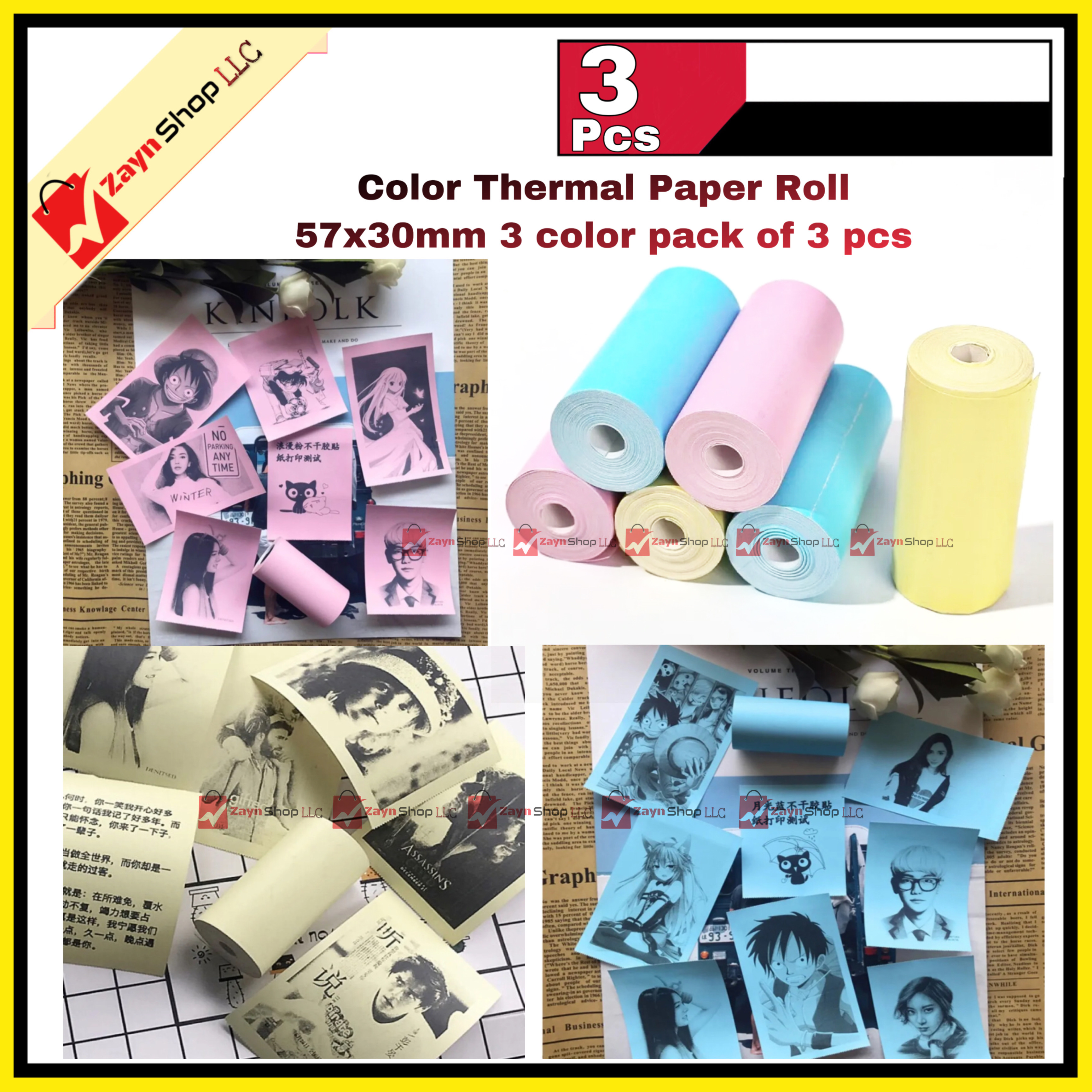 Thermal Paper color thermal paper Roll 57x30mm 3 color pack of 3 pcs_img_0