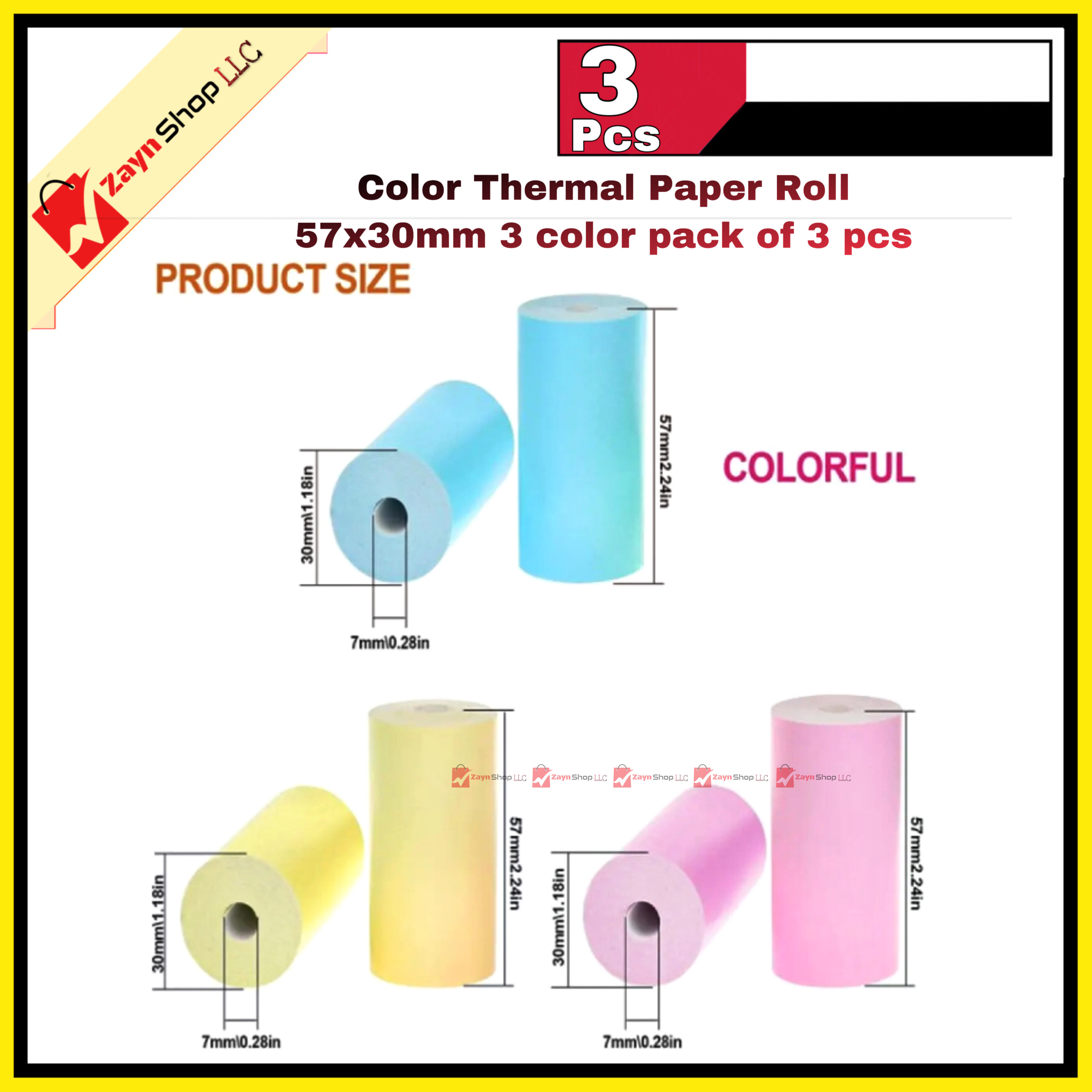 Thermal Paper color thermal paper Roll 57x30mm 3 color pack of 3 pcs_img_2
