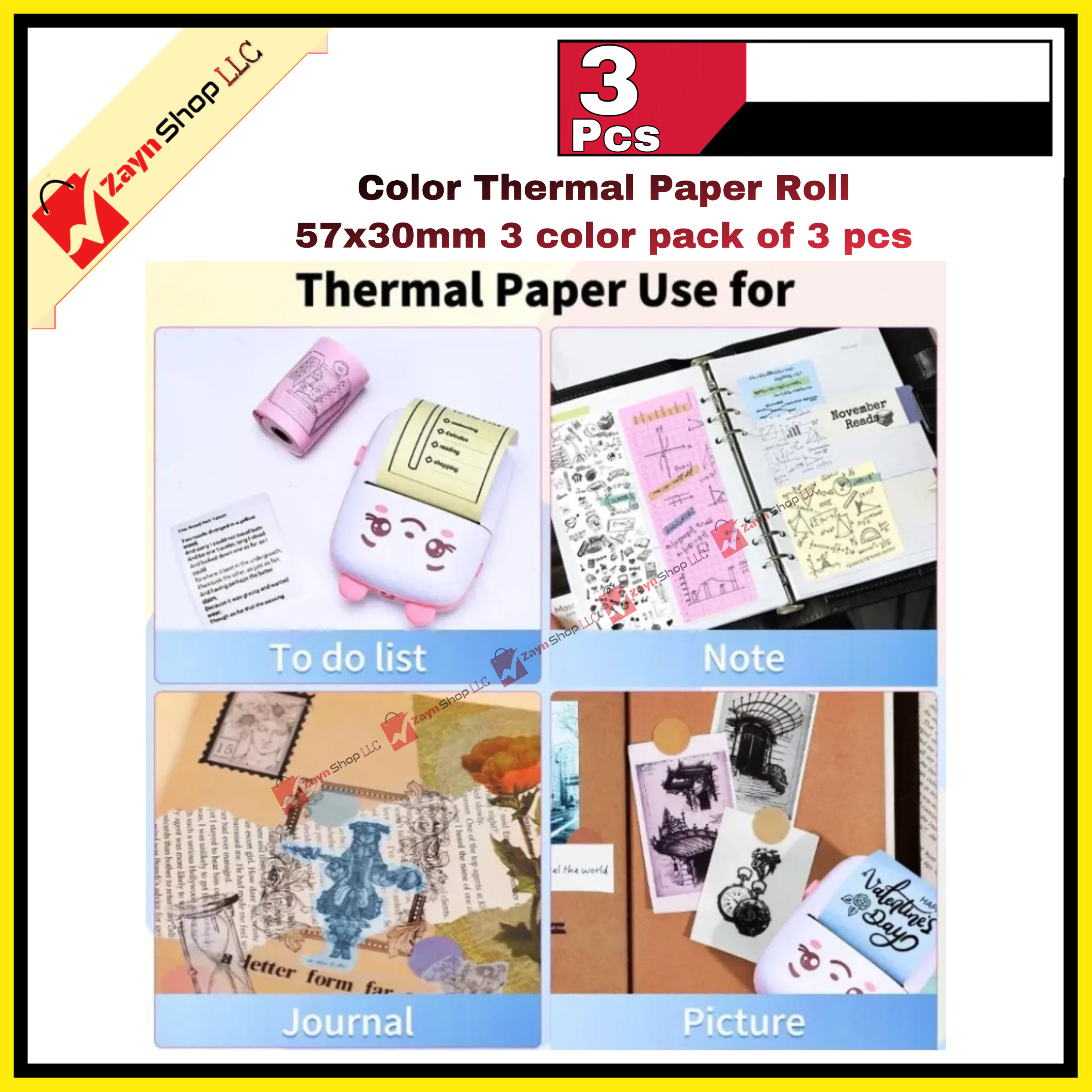 Thermal Paper color thermal paper Roll 57x30mm 3 color pack of 3 pcs_img_3