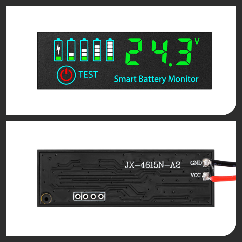 DC 7–55V Smart Battery Level Indicator (JX-4615N-A2) – LCD Voltage & Capacity Meter