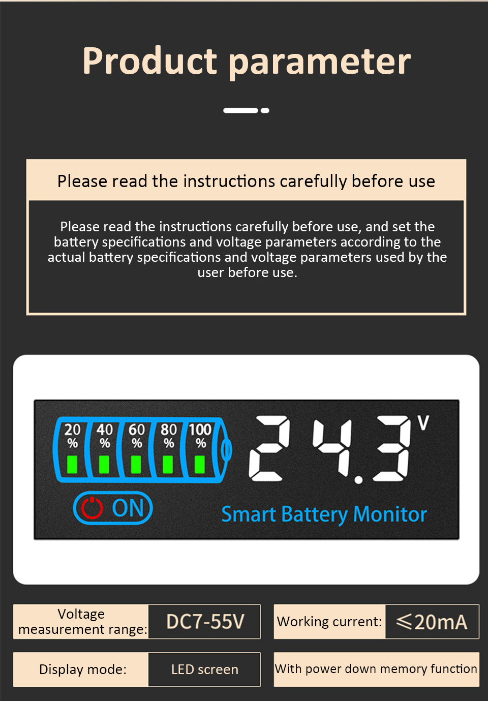DC 7–55V Smart Battery Level Indicator (JX-4615N-A2) – LCD Voltage & Capacity Meter_img_8