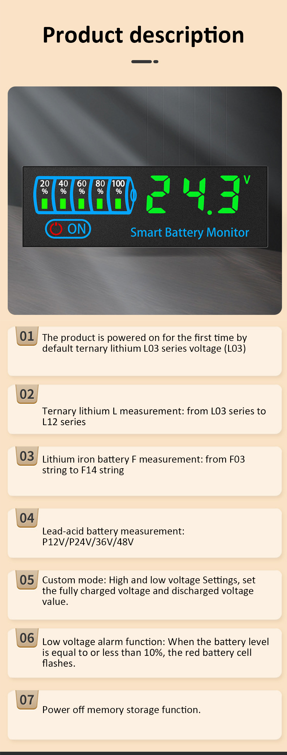 DC 7–55V Smart Battery Level Indicator (JX-4615N-A2) – LCD Voltage & Capacity Meter_img_11