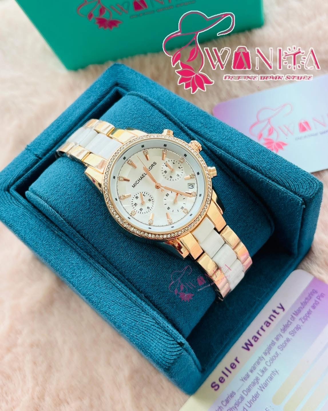 Michael Kors Full White Chronograph Watch