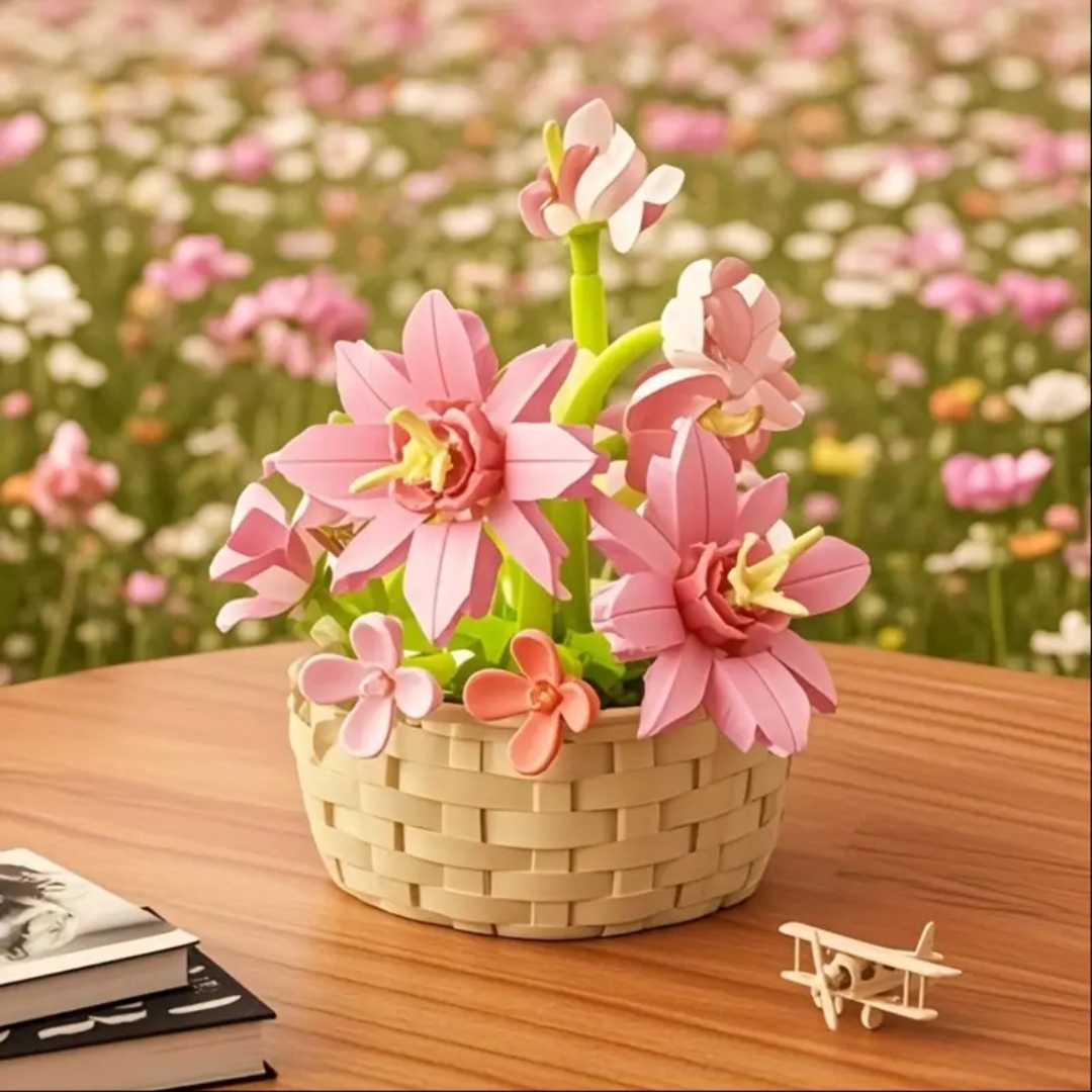 Pink Rose -Flower Basket