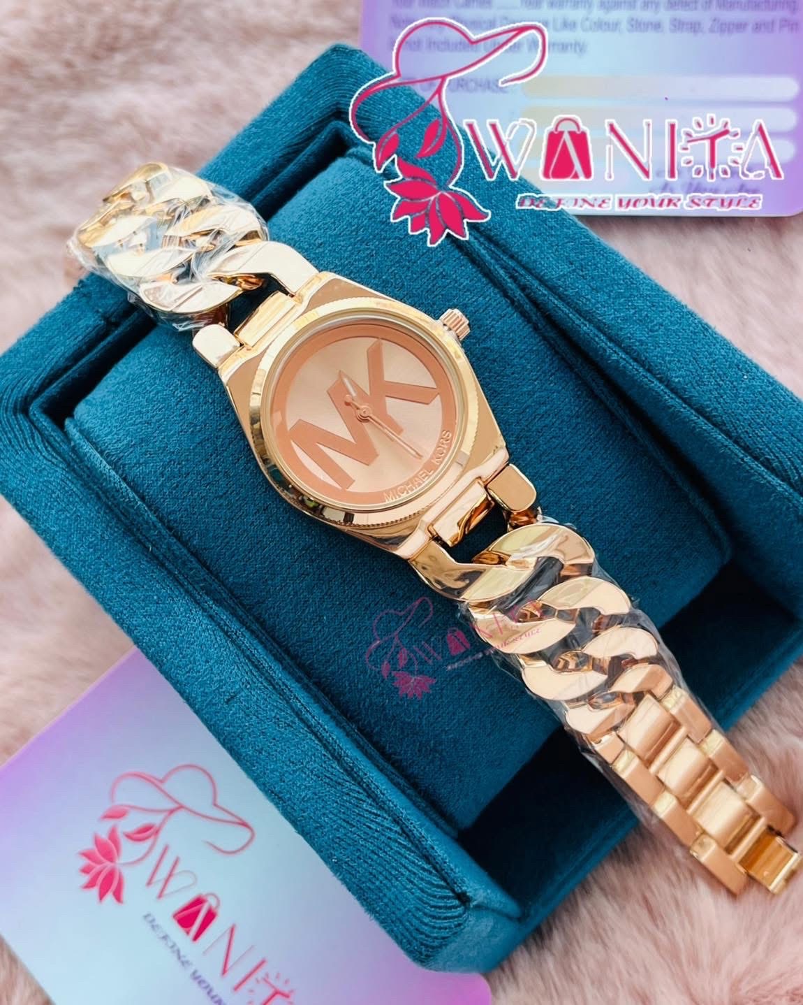 Michael Kors Full Rose Gold Chain Watch(AA Grade)