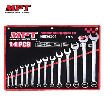 MPT 14pcs Combination Spanner Set, Cr-V, Mirror Polished; MHC05002