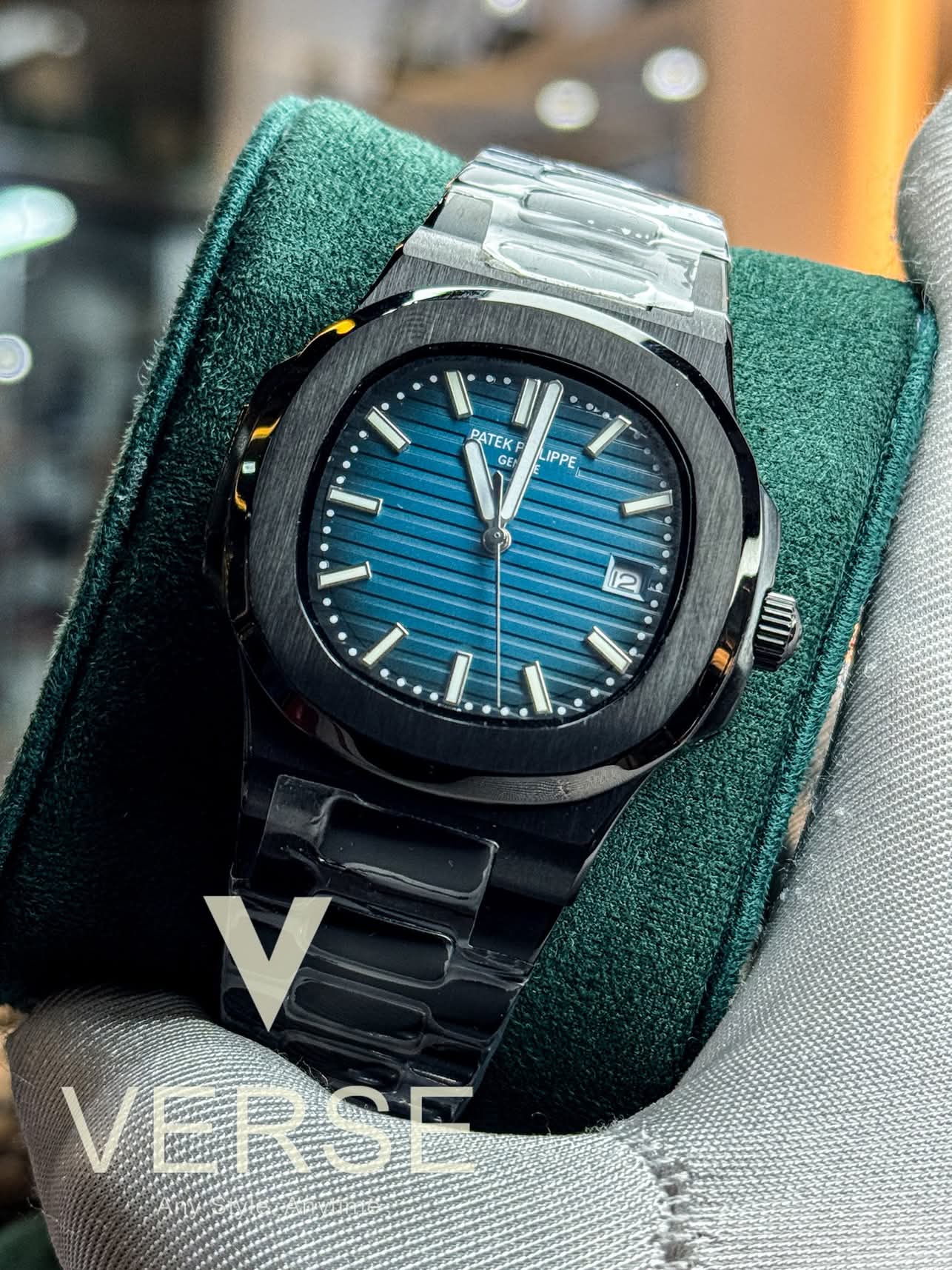 patek auto black case blue dial offer