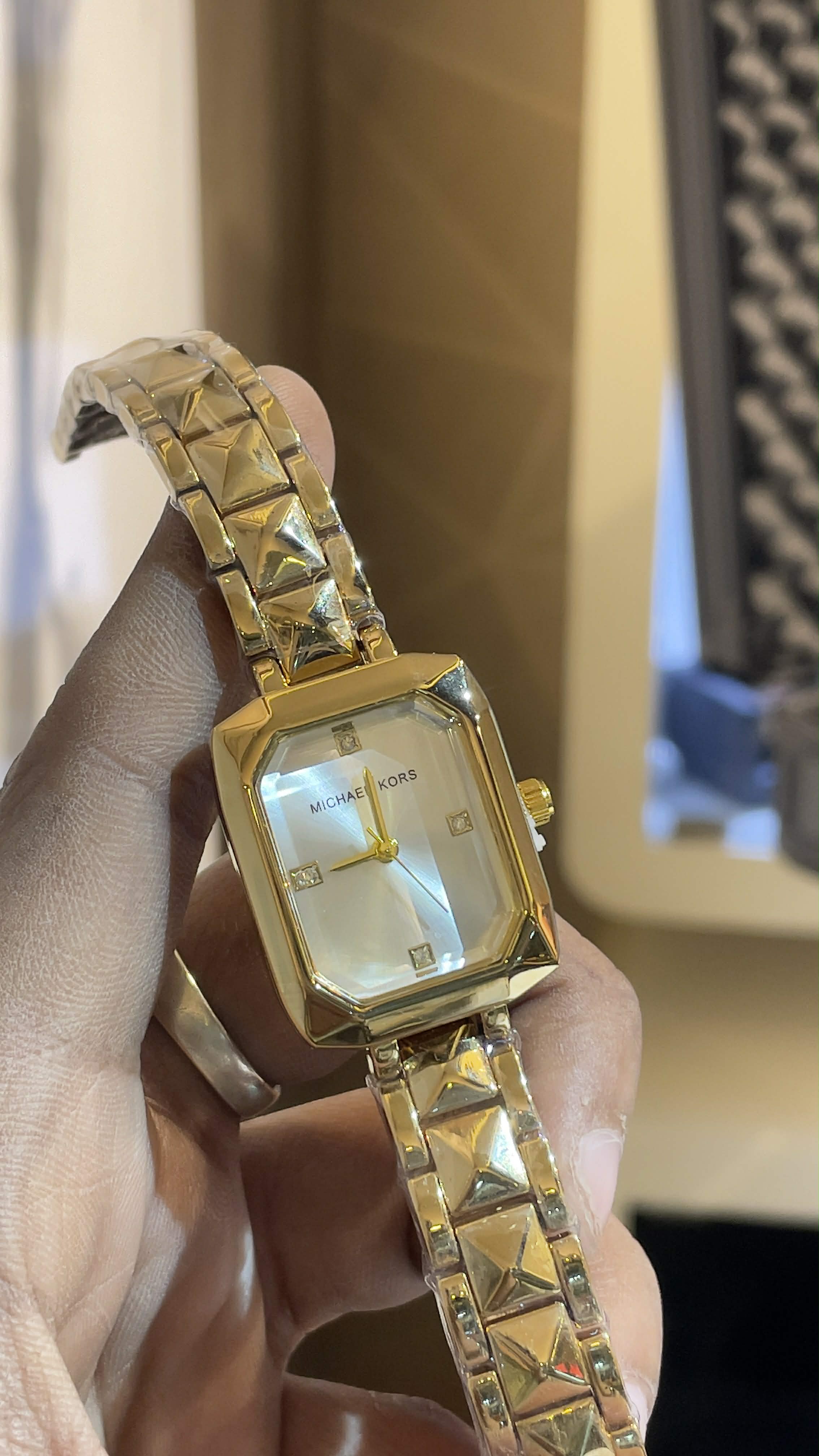 Michael Kors Alane Women's Gold Strudded Mother of Pearl Dial