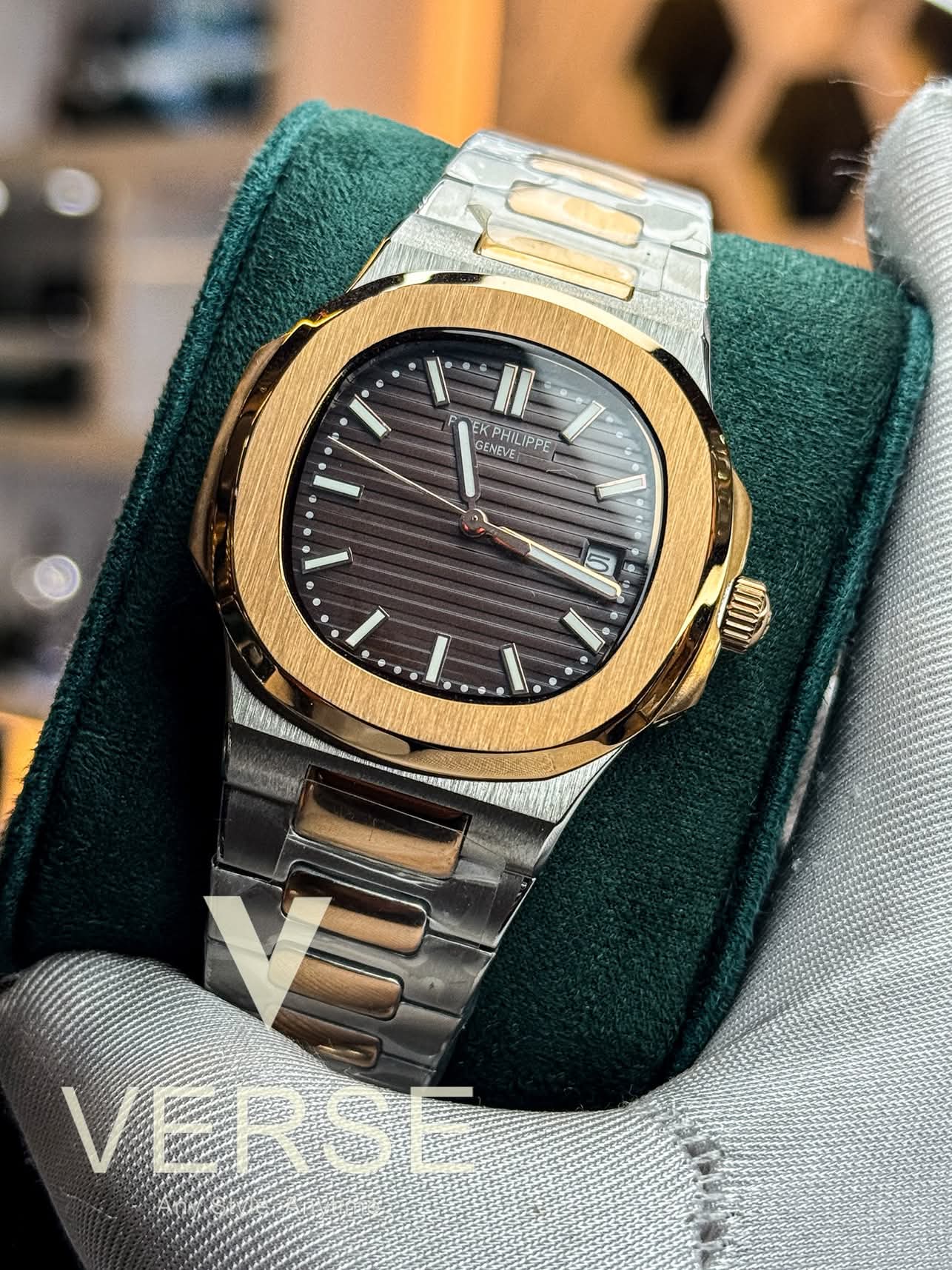 patek auto two tone rosegold case brown dial offer