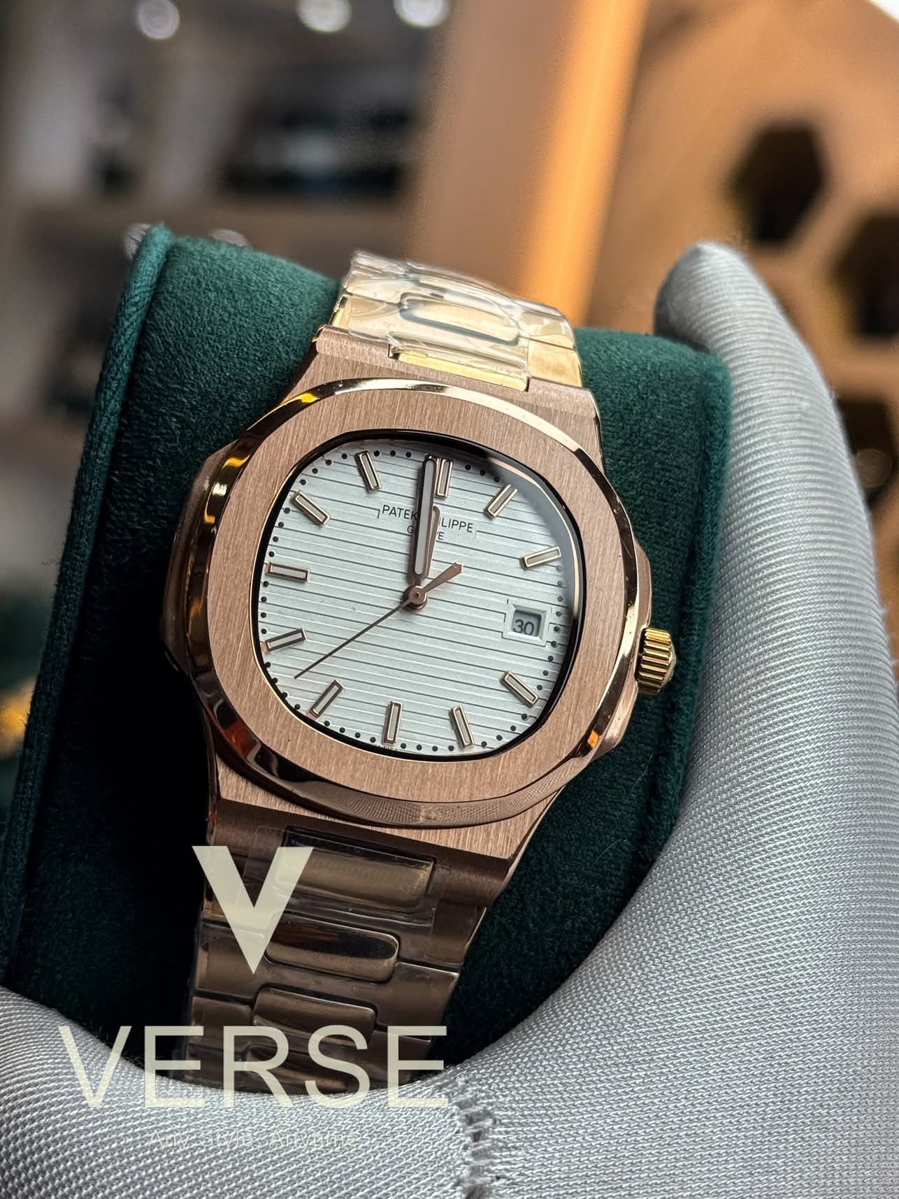 patek auto rosegold case white dial offer