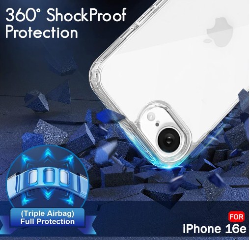 Crystal Clear Back Case Cover for iPhone 16e Soft Phone Case Transparent_img_4