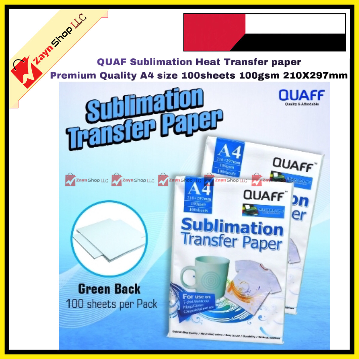 QUAF Sublimation Heat Transfer paper Premium Quality A4 size 100sheets 100gsm 210X297mm_img_5