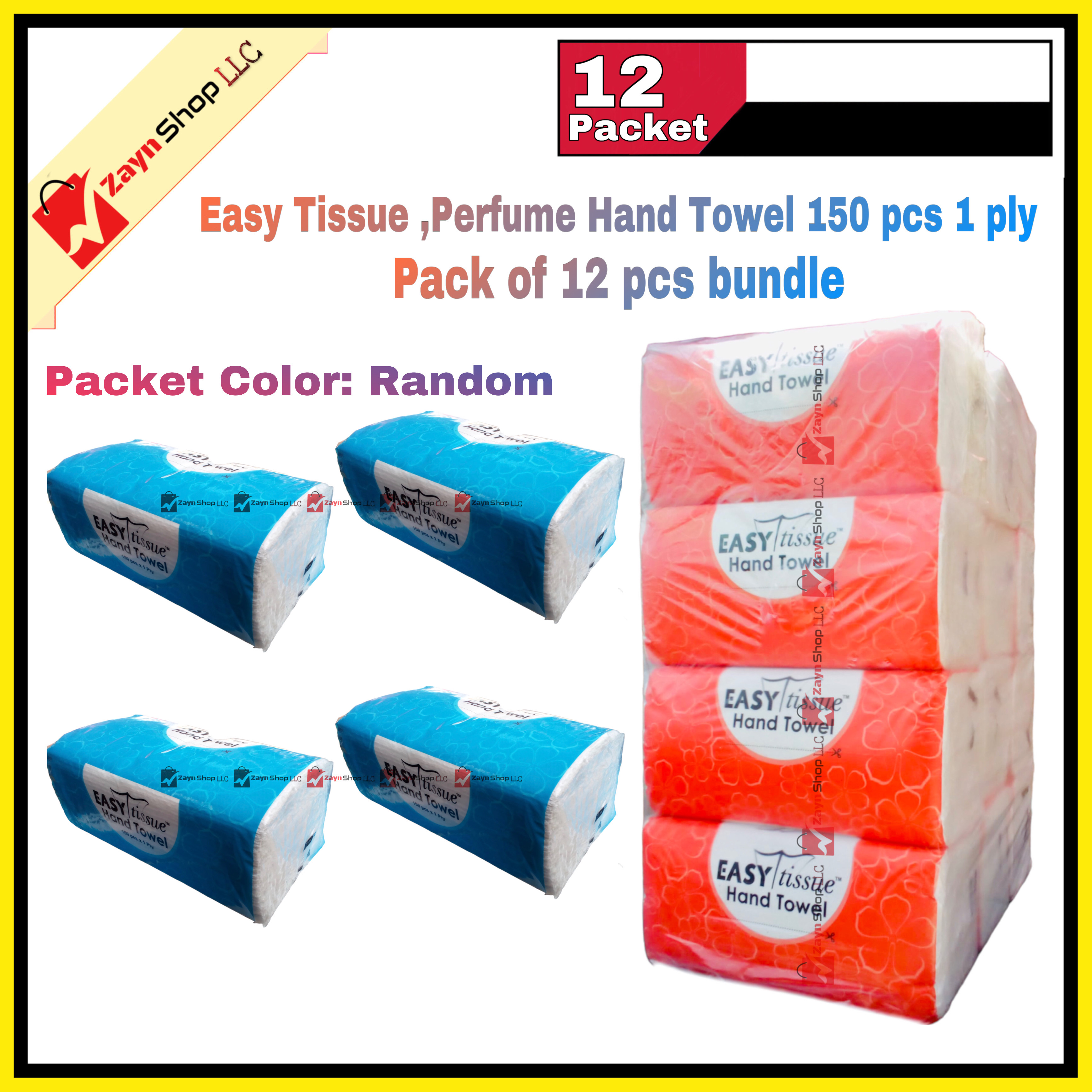 Easy Tissue Perfume Hand Towel 150 pcs 1 ply Pack of 12 pcs bundle_img_0