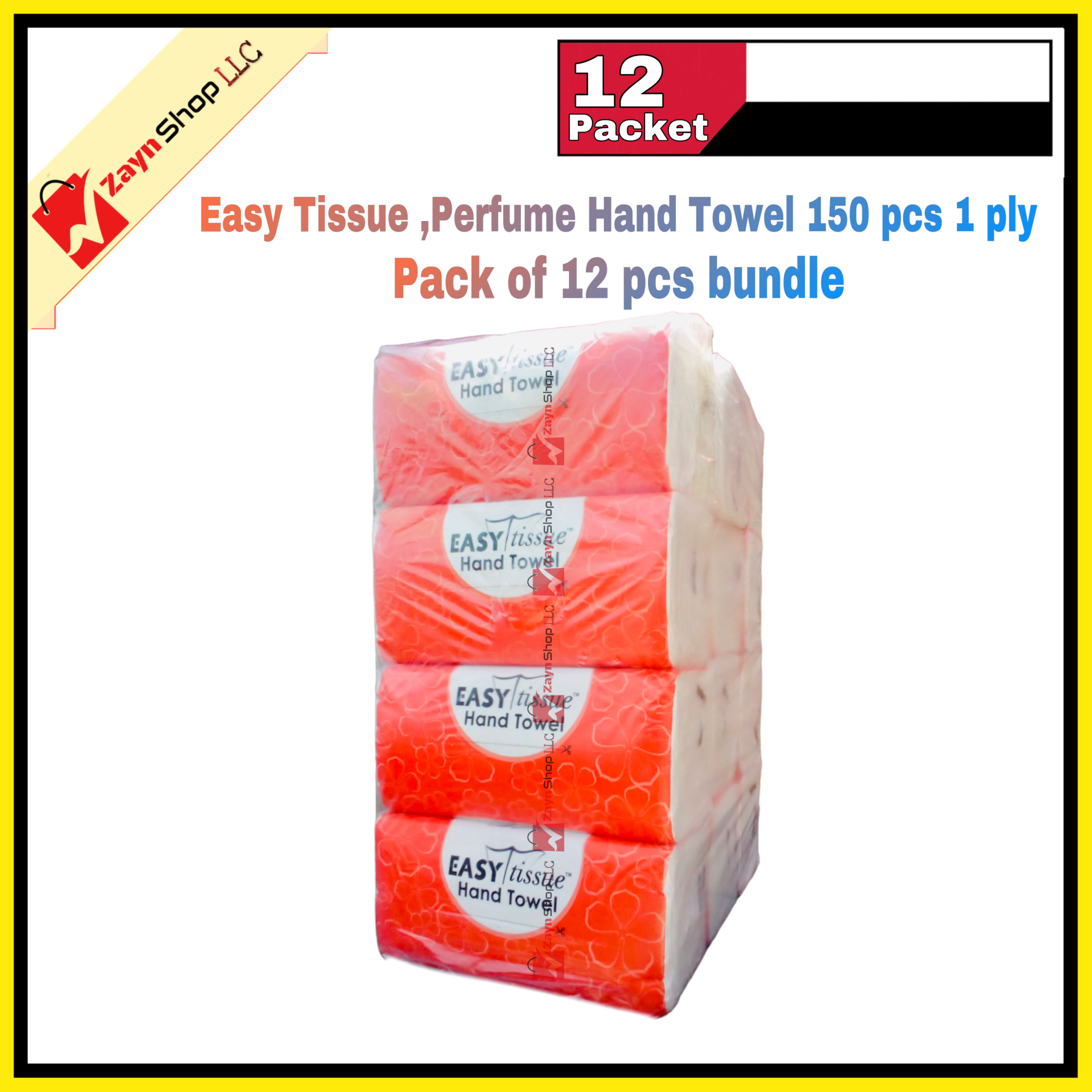 Easy Tissue Perfume Hand Towel 150 pcs 1 ply Pack of 12 pcs bundle_img_1