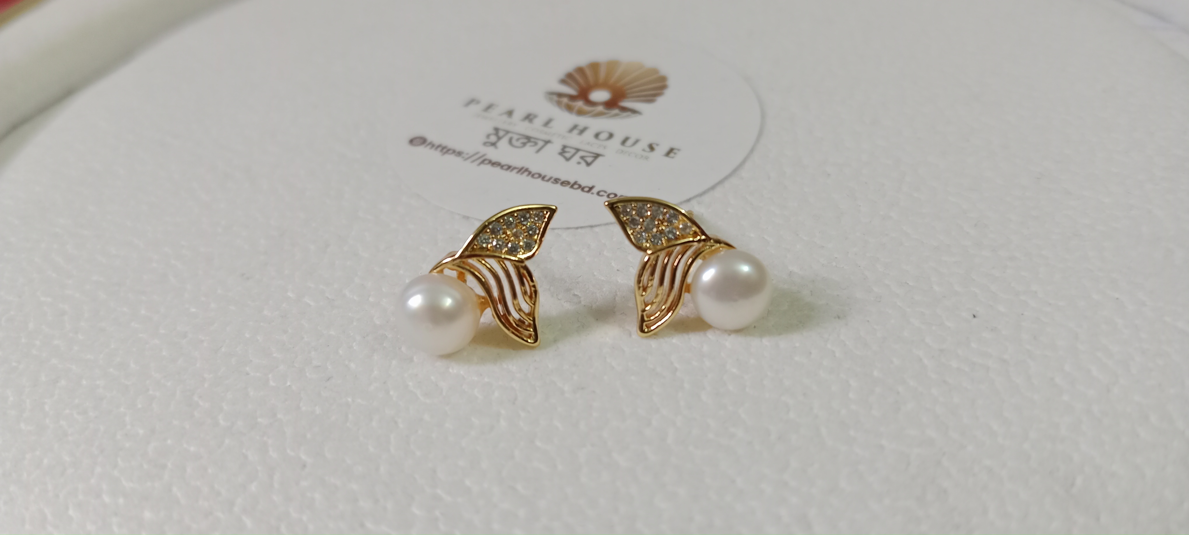 Leaf Shape pearl ear ring_img_0