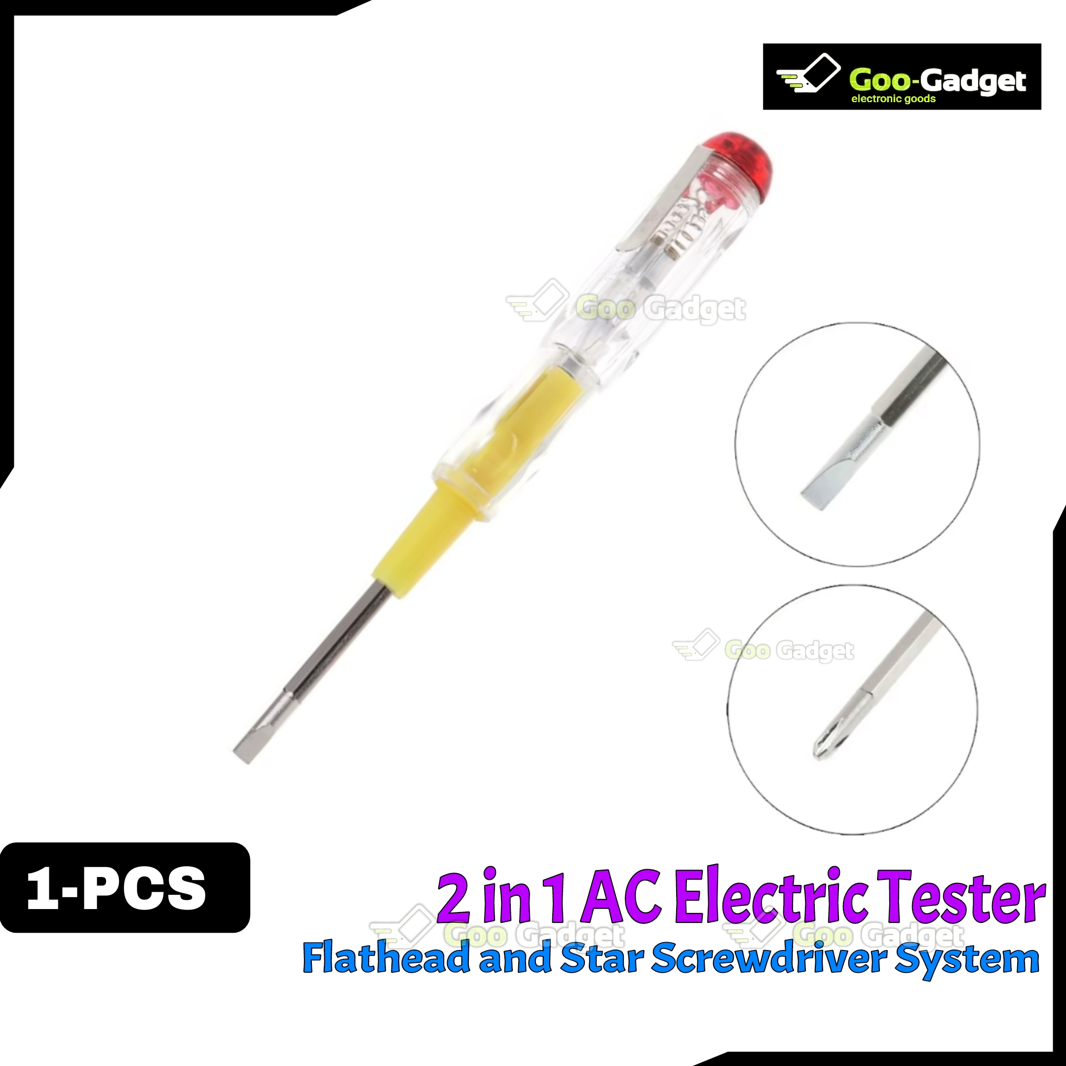 AC Electric Tester 2-in-1 | Flathead and Star-Type Screwdriver Tester