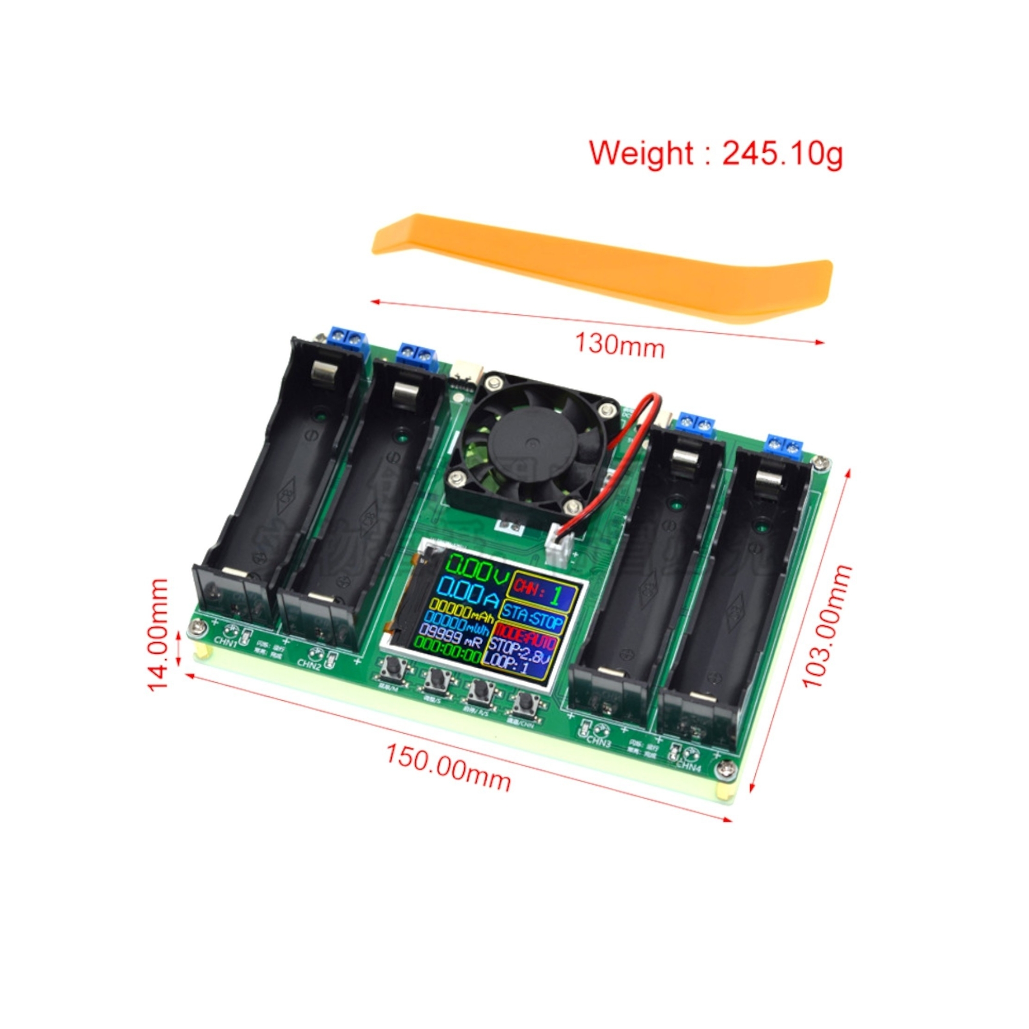 Type-C LCD 4 Channel Display Battery Capacity Tester mAh Lithium Digital Battery Detector Module for 18650