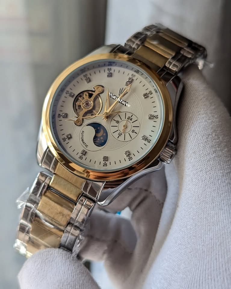 Rolex White Face Mechanical Watch