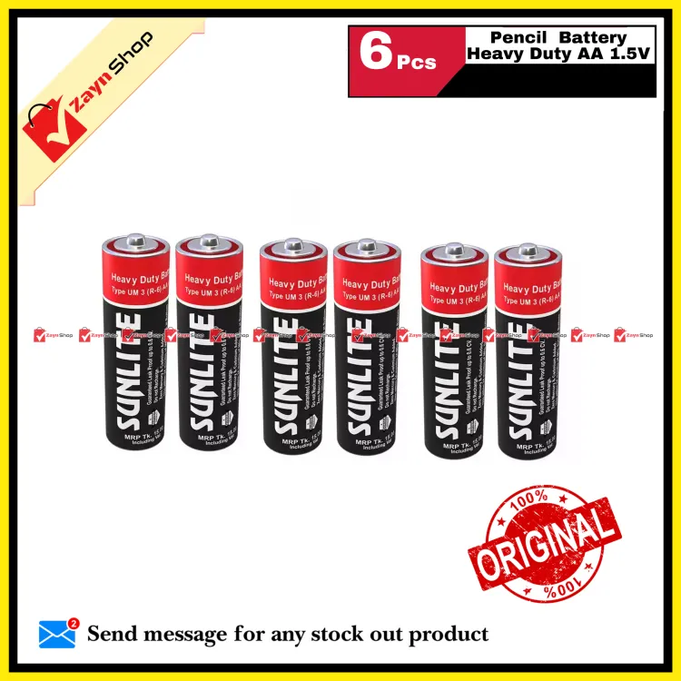 Sunlite Pencil  Battery Heavy Duty AA 1.5V  6 pcs_img_1