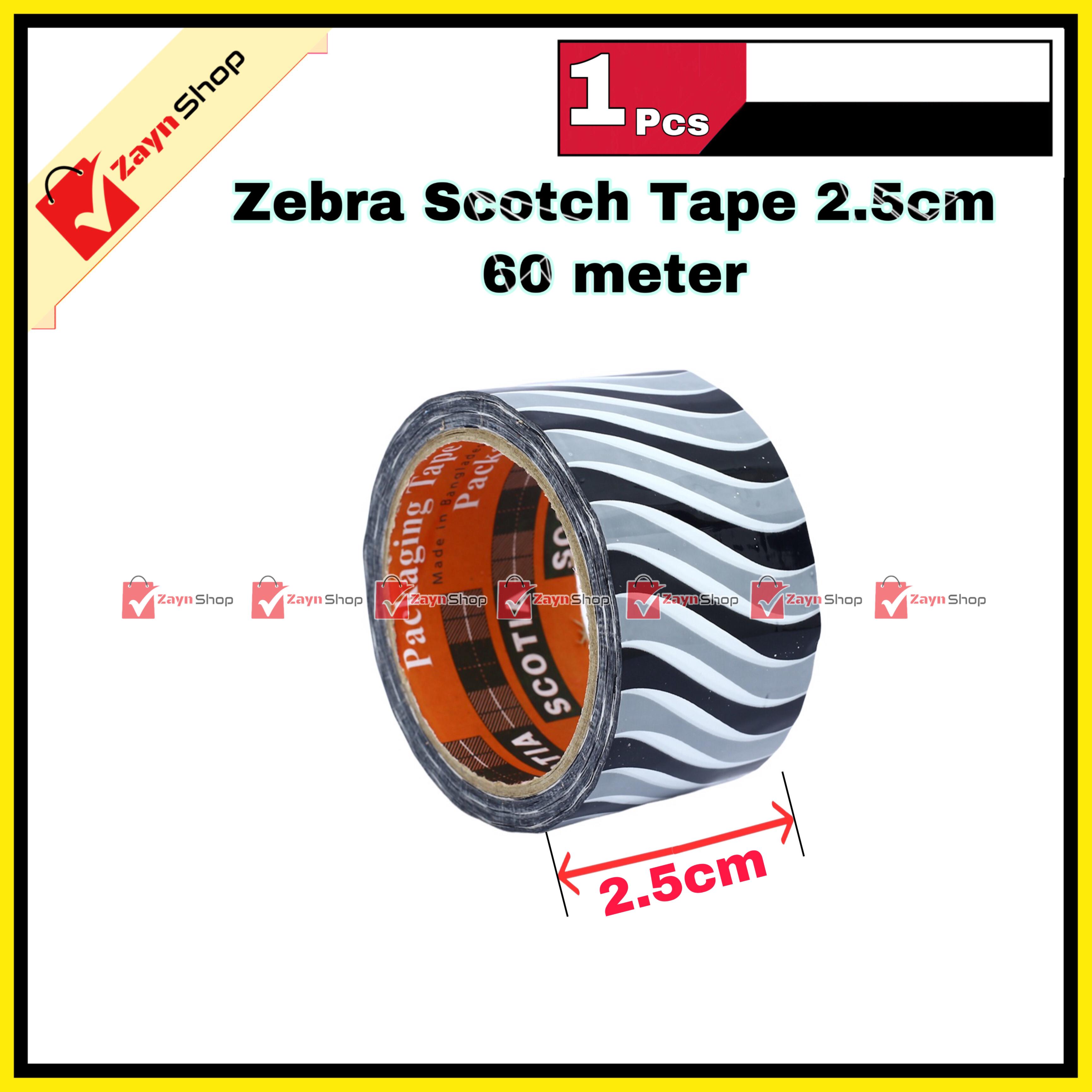 Zebra Scotch Tape Black & White wide 2.5cm 60 meter 1pcs_img_1